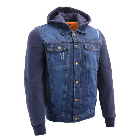 Milwaukee Leather Men's Classic Motorcycle Denim Jacket For All Weather and Riding - Large