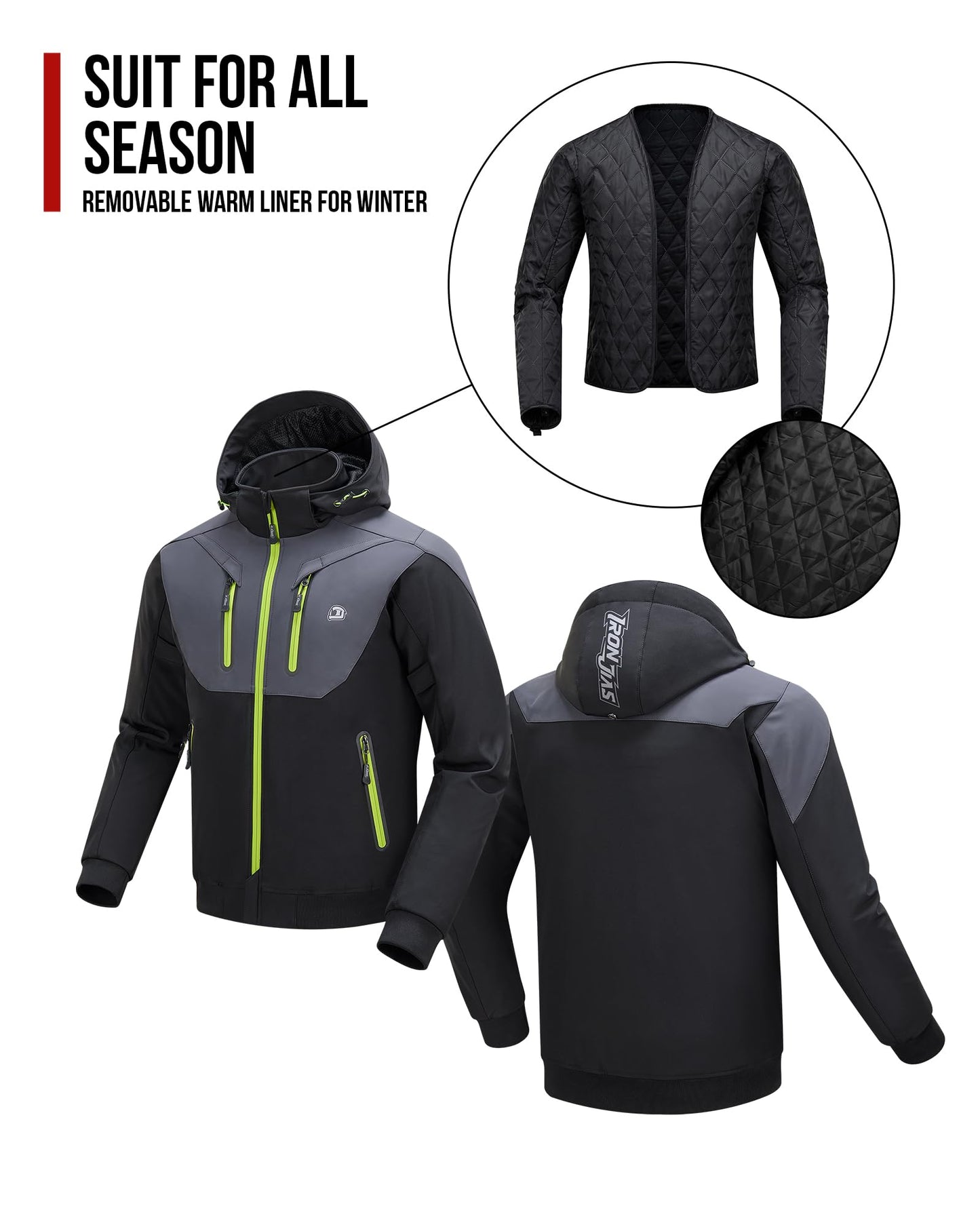 BORLENI Motorcycle Jacket Men with Hood CE Approved