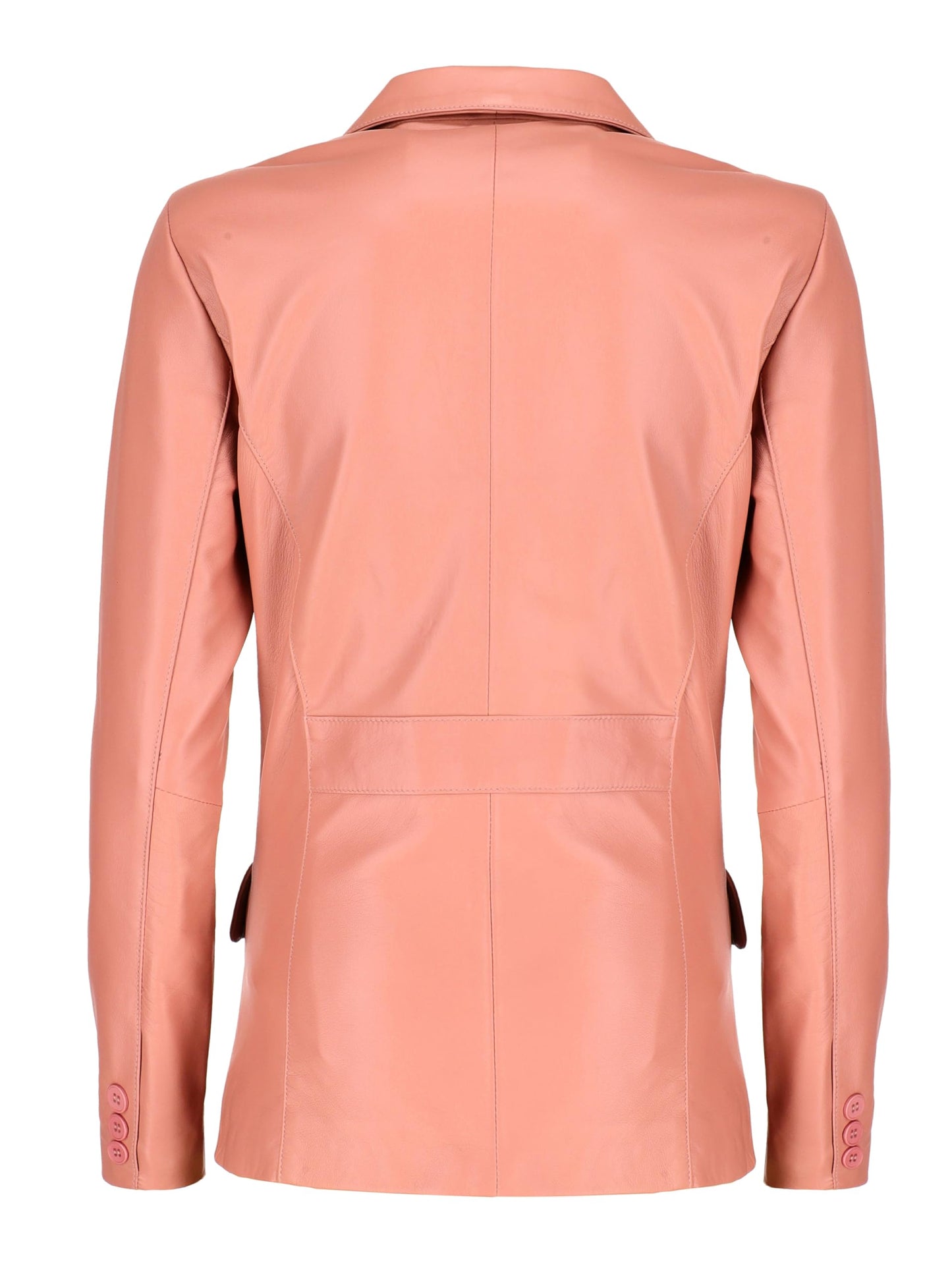 Jild Classic 2-Button Lambskin Leather Blazer Women - Casual Coat Long Sleeves Suit Style Leather Jacket Women (LC-PINK-L)