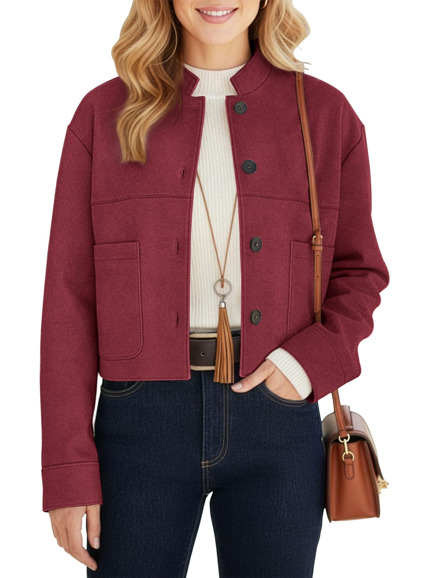 kipfall Womens Faux Suede Cropped Jackets Fall Fashion Winter Coats Lightweight Outerwear Oversized Motorcycle Jacket