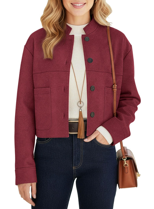 kipfall Womens Faux Suede Cropped Jackets Fall Fashion Winter Coats Lightweight Outerwear Oversized Motorcycle Jacket