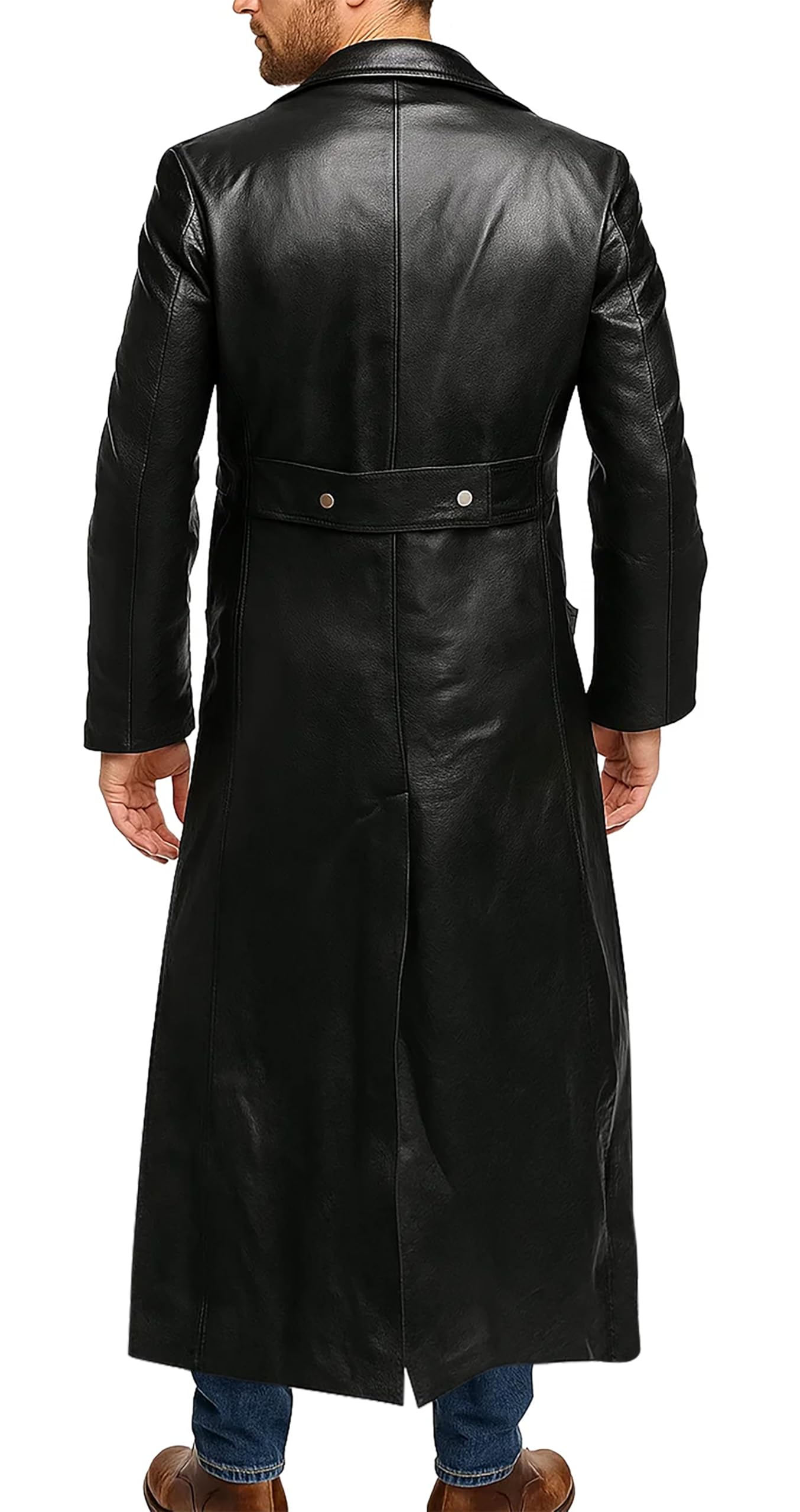 UGFashions Mens Genuine Leather German Military Officer Trench Coat