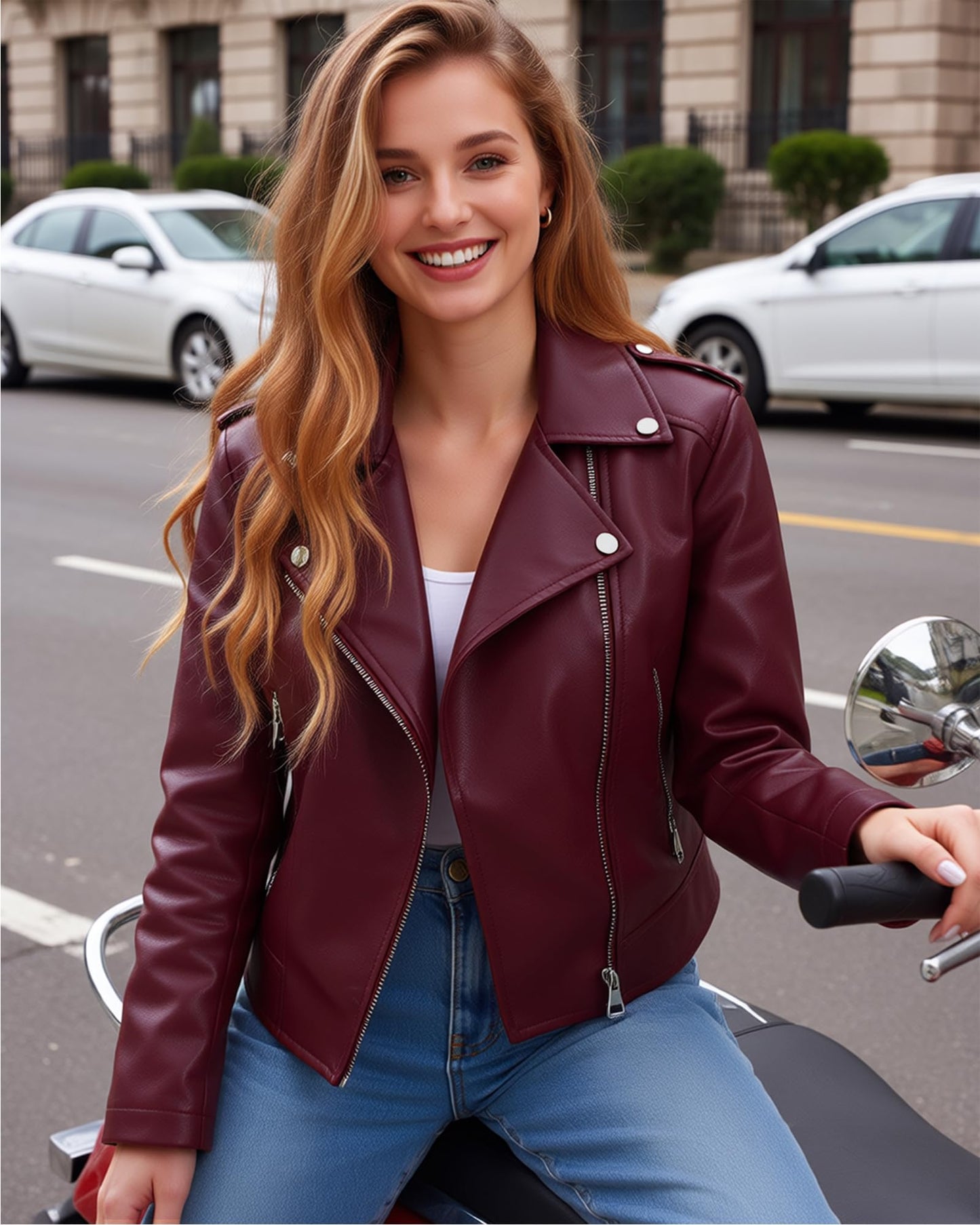 Ommiivex Women Faux Jacket Leather Cropped Bomber Coat Fall Winter 2026 Spring Outfit lady Fashion Pleather Thin Clothes Not Fleece Sherpa Suede Denim Flannel Quilted Sweater Sweatshirt Edgy