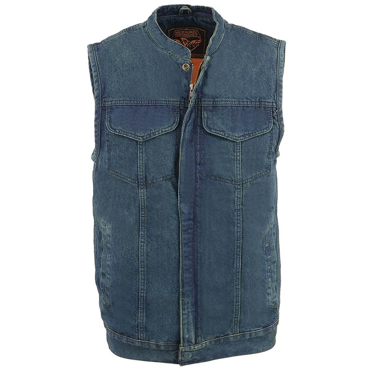 Milwaukee Leather Men's Classic Club Style Premium Denim Motorcycle Biker Vests MDM - 4X-Large