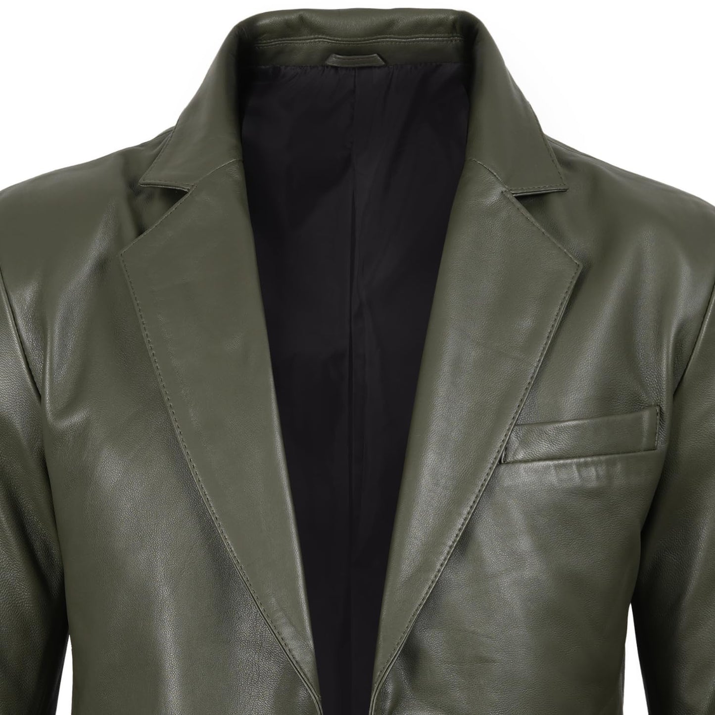 fjackets Lambskin Leather Jacket Classic Style Leather Blazer for Men Leather Coat For Men, 2 Button Blazer Olive Green| [1123805], XL