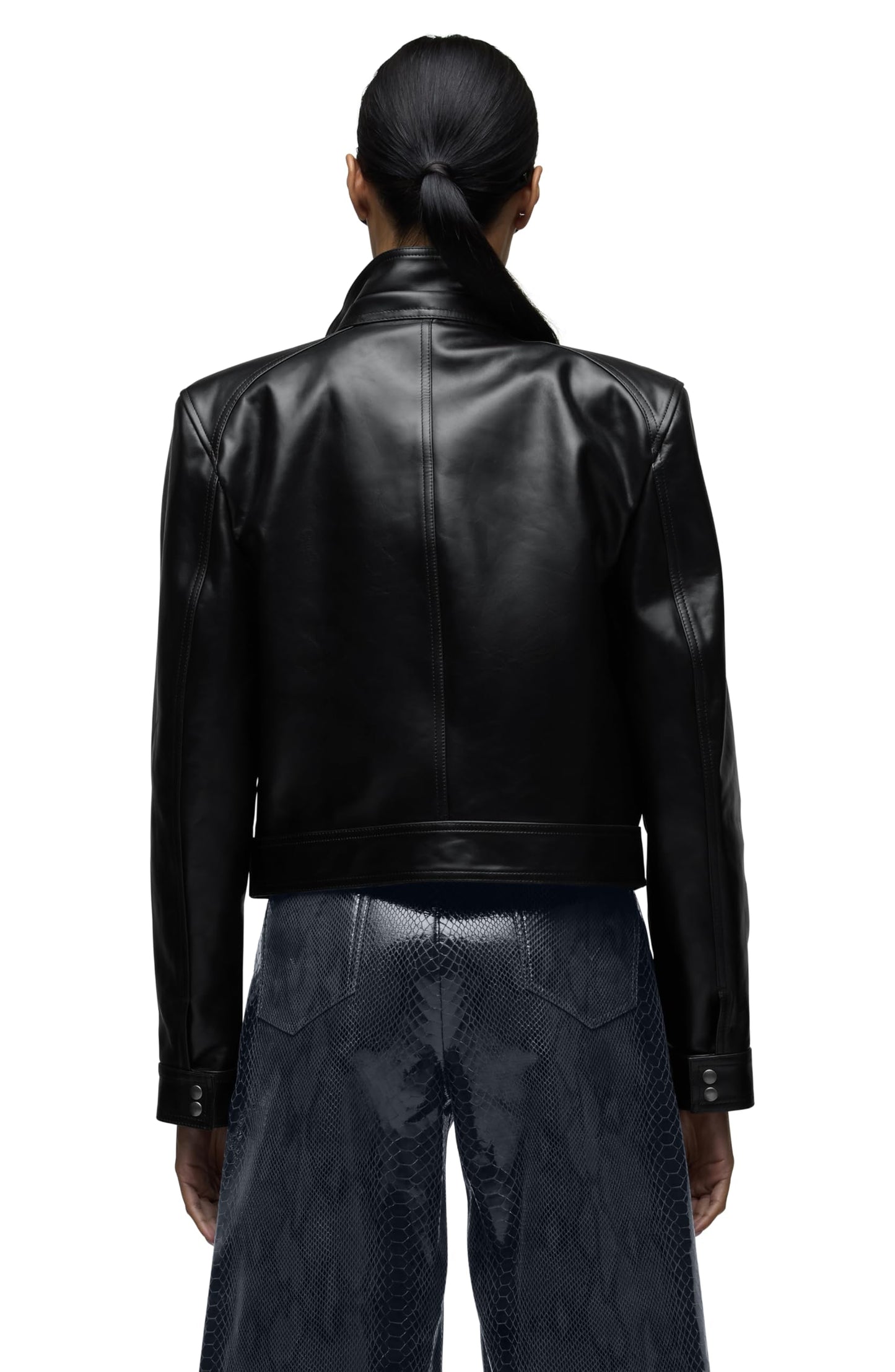 HUDSON Women's Brooks Nader Sarah Jane Leather Jacket, Jet Black, Large