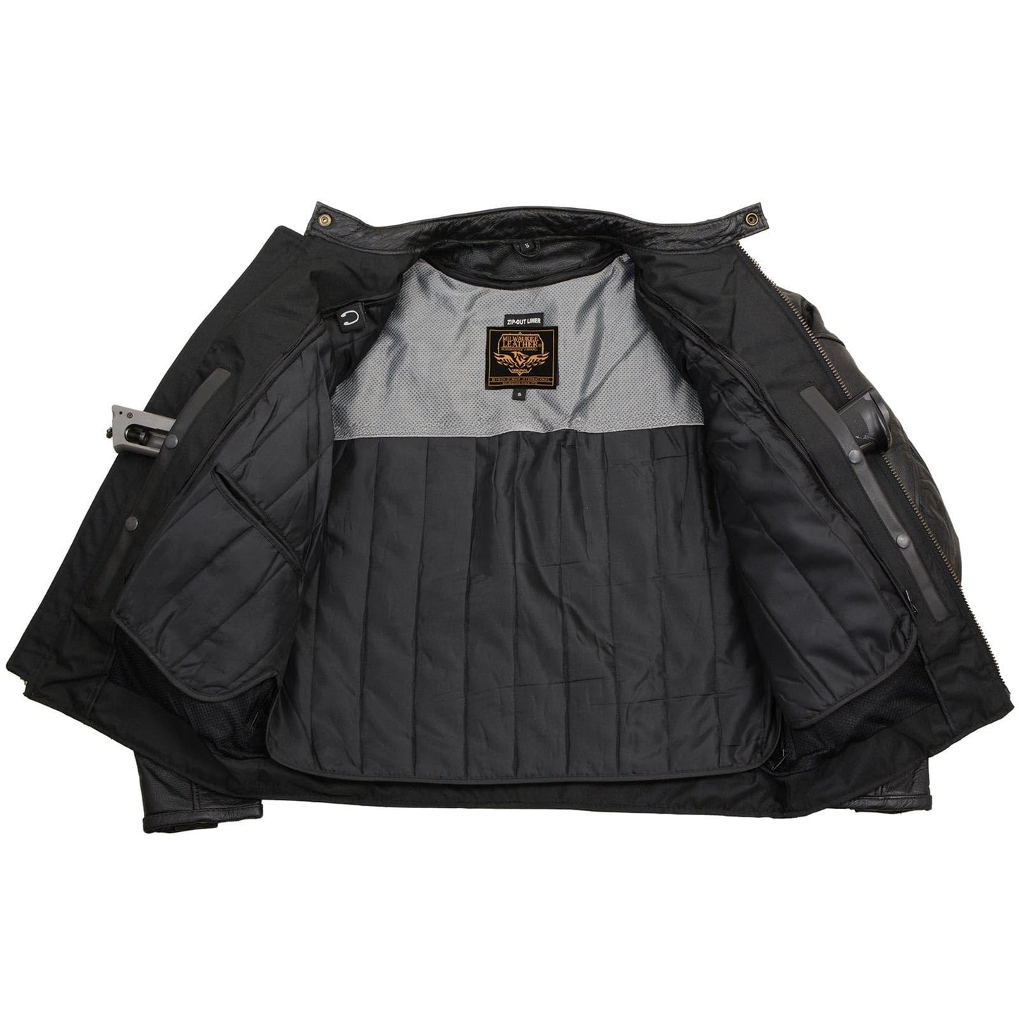 Milwaukee Leather Men's Black Leather CE Armored Biker Jacket, LKM17015 - Large