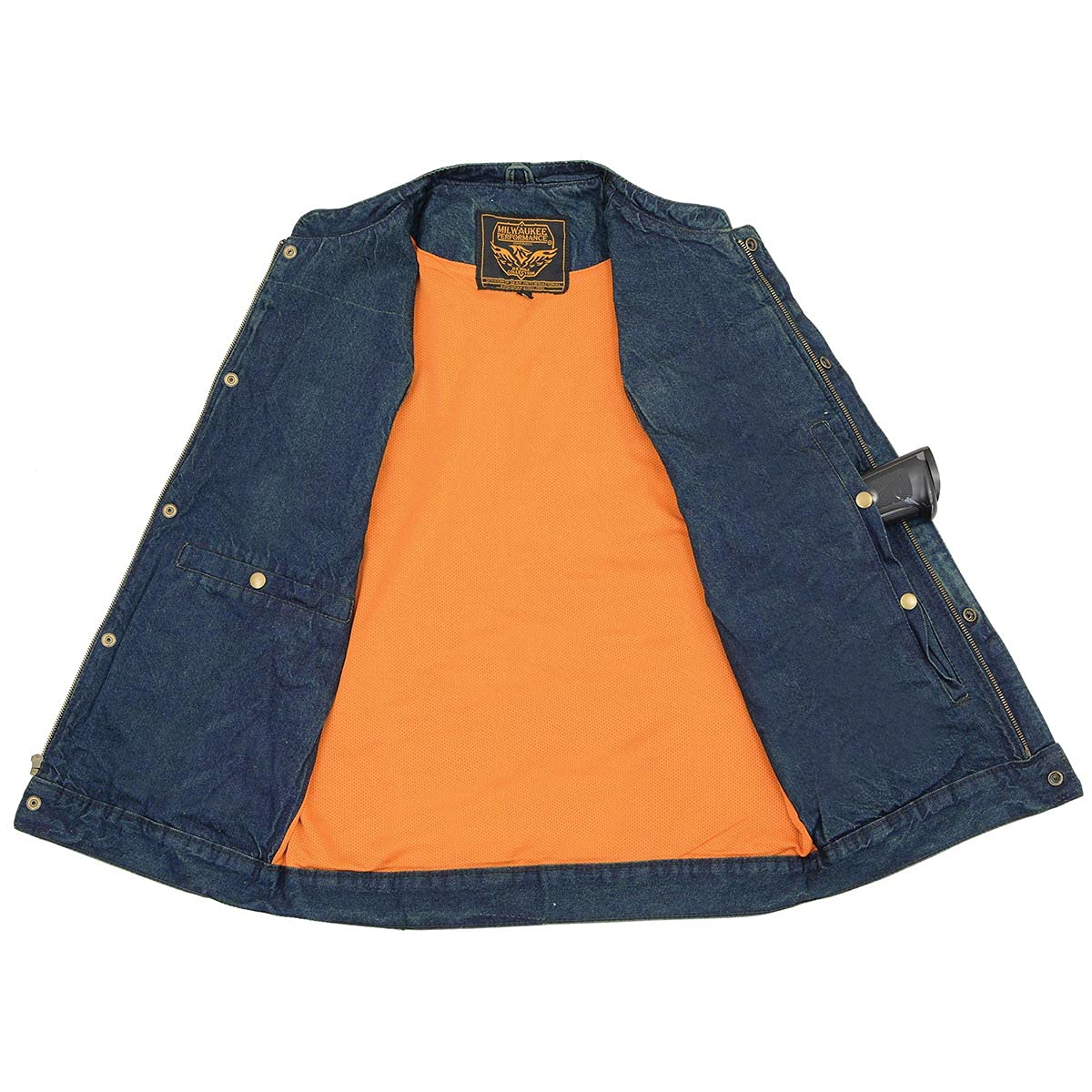 Milwaukee Leather Men's Classic Club Style Premium Denim Motorcycle Biker Vests MDM - 4X-Large