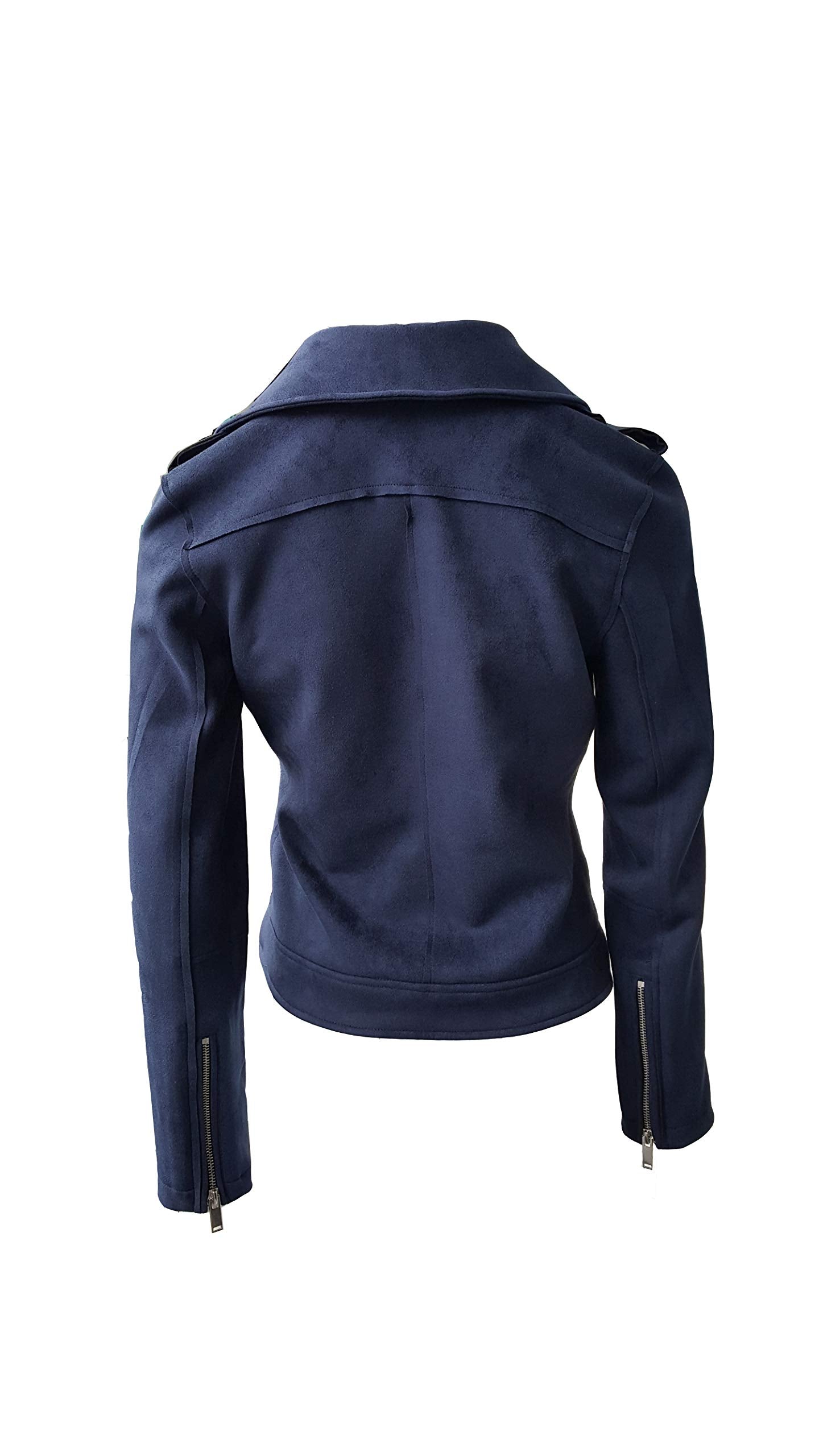 ODCOCD Faux Suede Jacket for Women Long Sleeve Zipper Up Casual Outwear (X-Small, Navy)