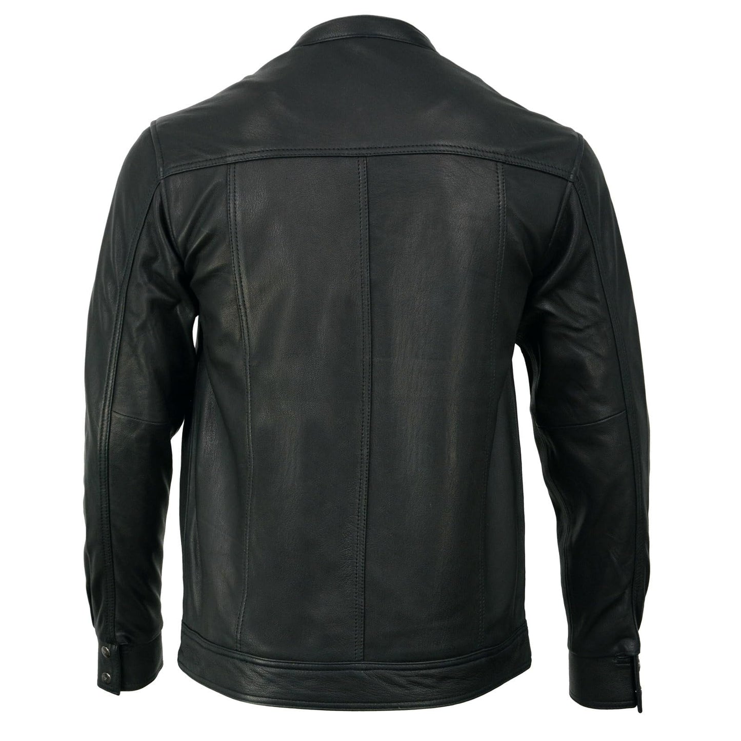 Milwaukee Leather MLM1604 Men's Stand-Up Collar Black Casual Biker Goat Skin Leather Shirt with Dual Closure - X-Large