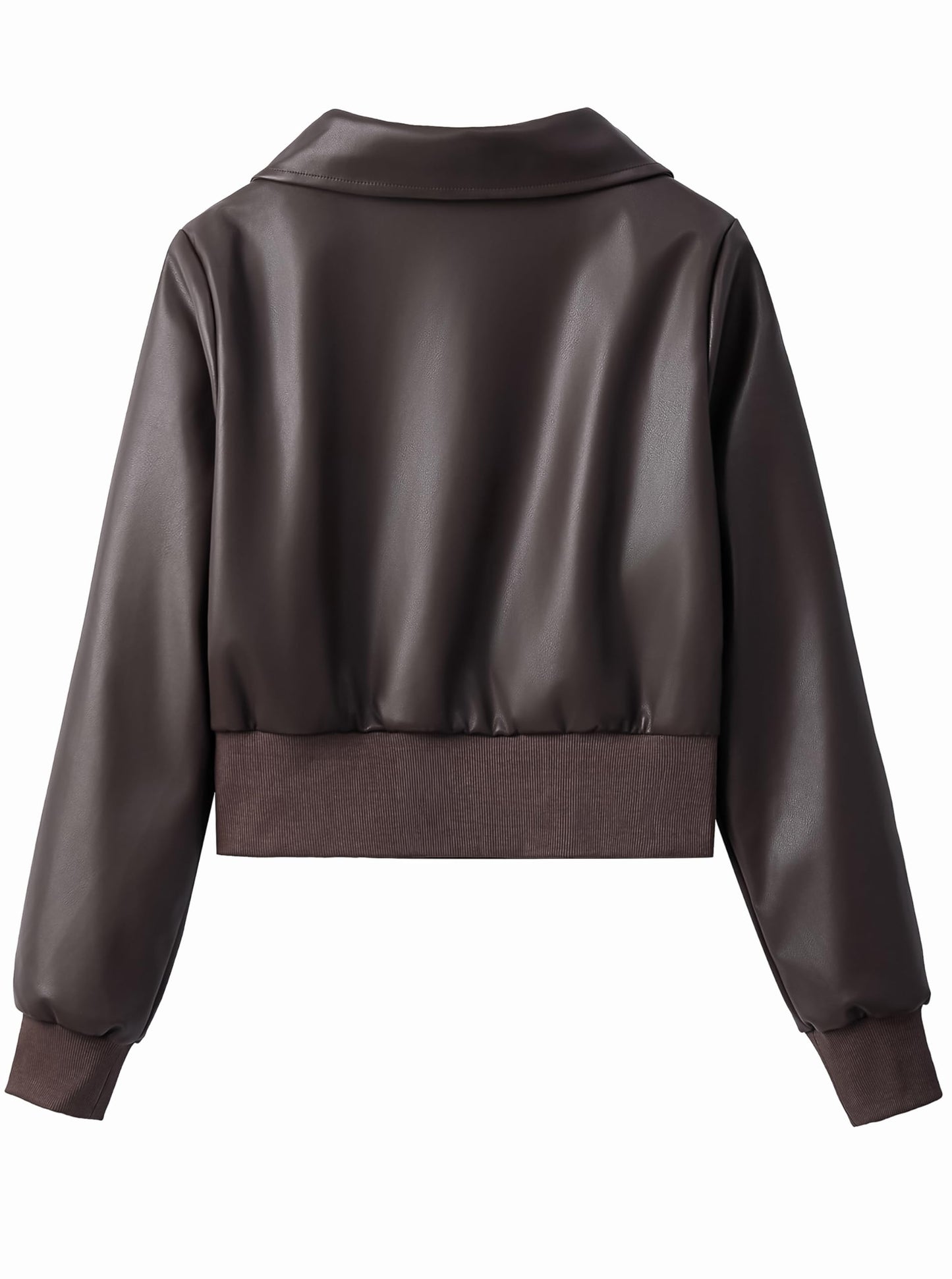 Eliacher Cropped Pu Leather Bomber Jacket (US 8-10)