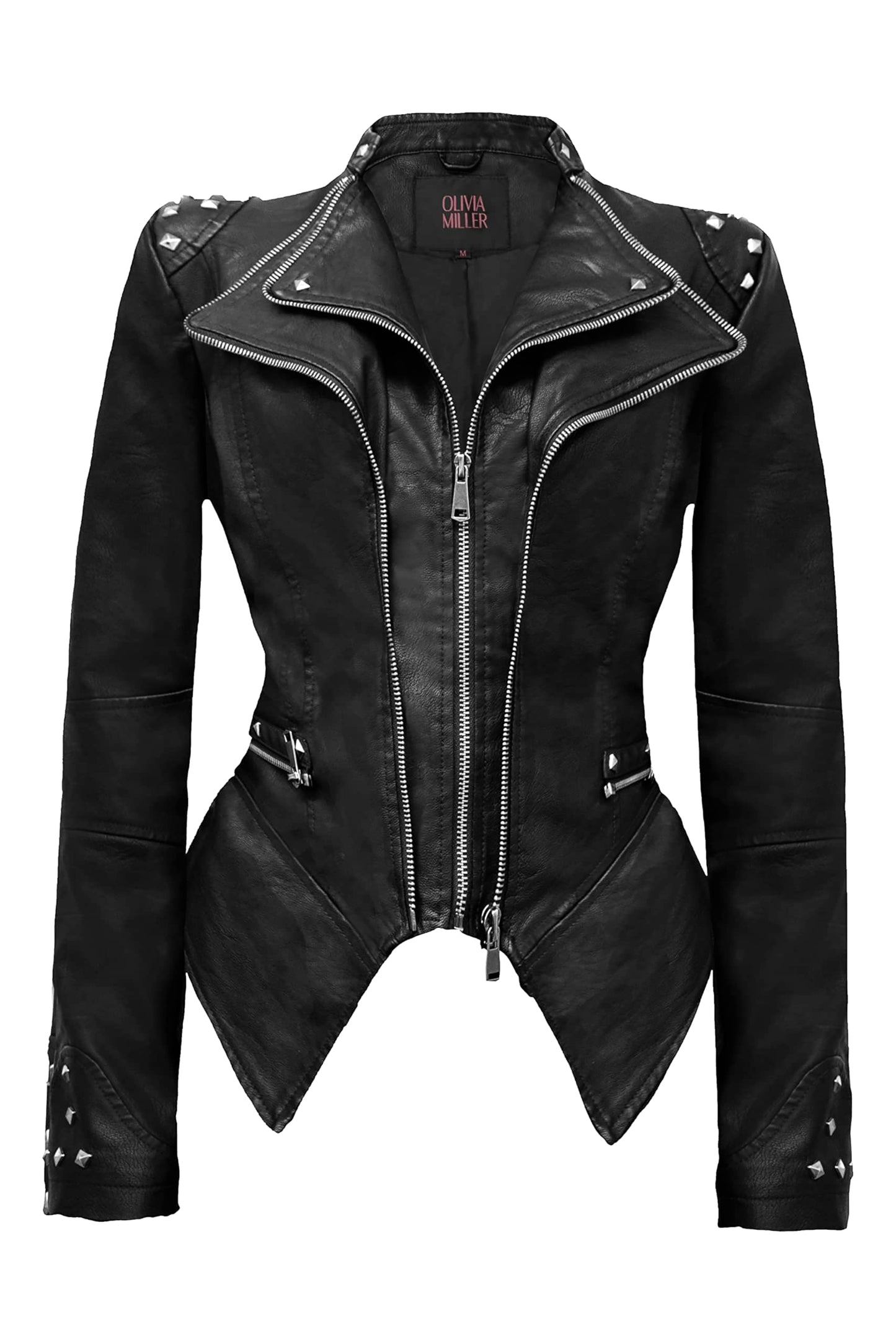 Olivia Miller Women's Faux Leather Moto Biker Jacket JK44169 BLACK L