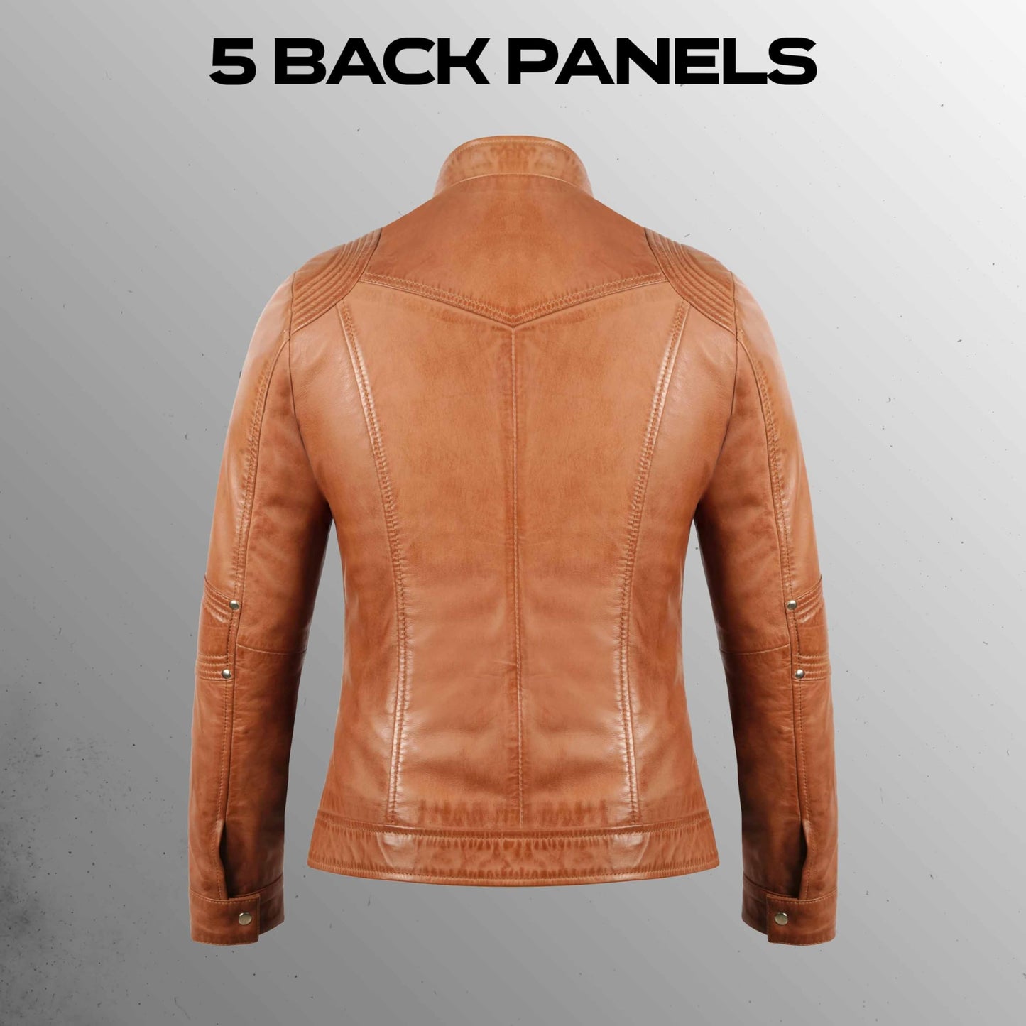 Leatherick USA Ladies Blair Cafe Racer Biker Jacket (Black & Tan) (US, Alpha, X-Large, Regular, Regular, Tan Brown)