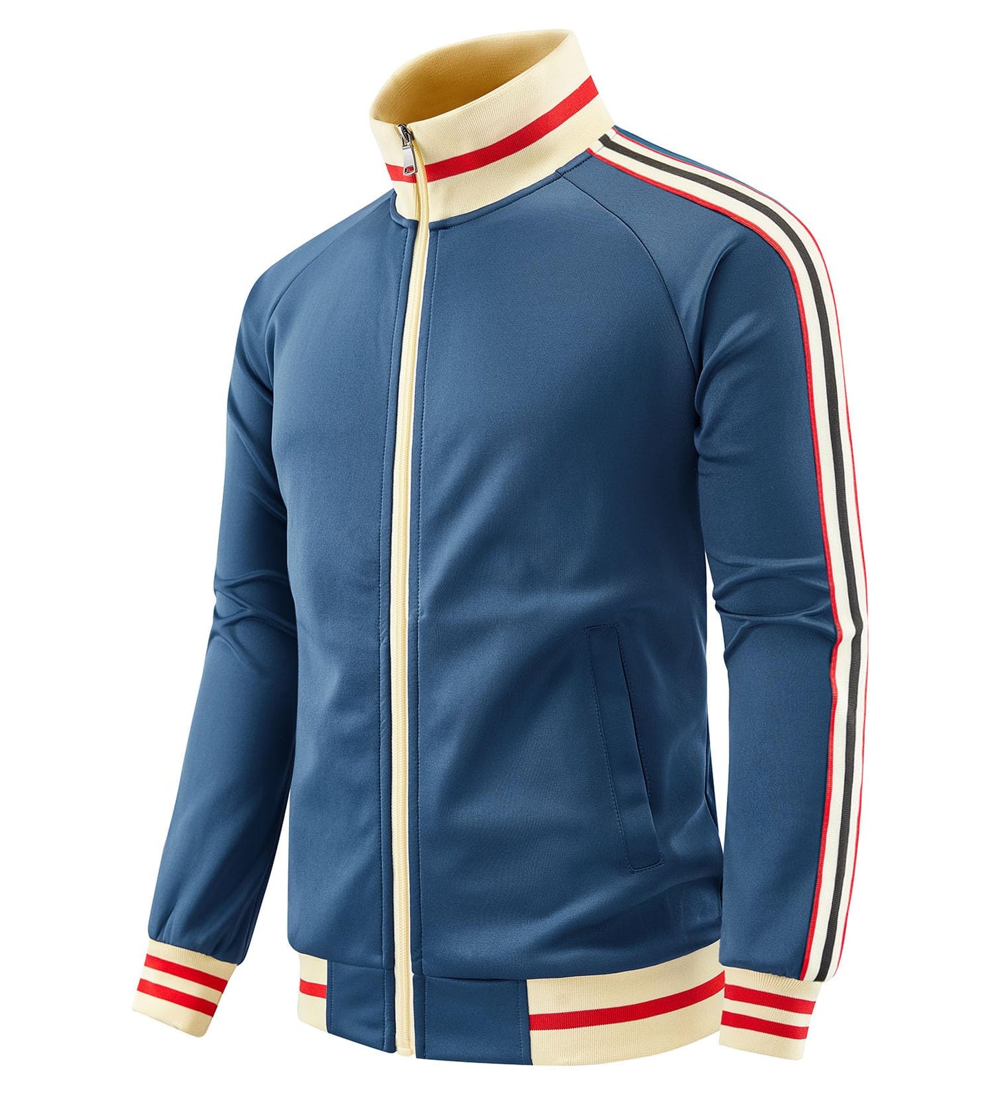 dioxoib Track Jacket Men Light Full Zip Up Running Jackets Tracksuit Long Sleeve Track Suits Sportswear Top Blue JK-TZ004-XL