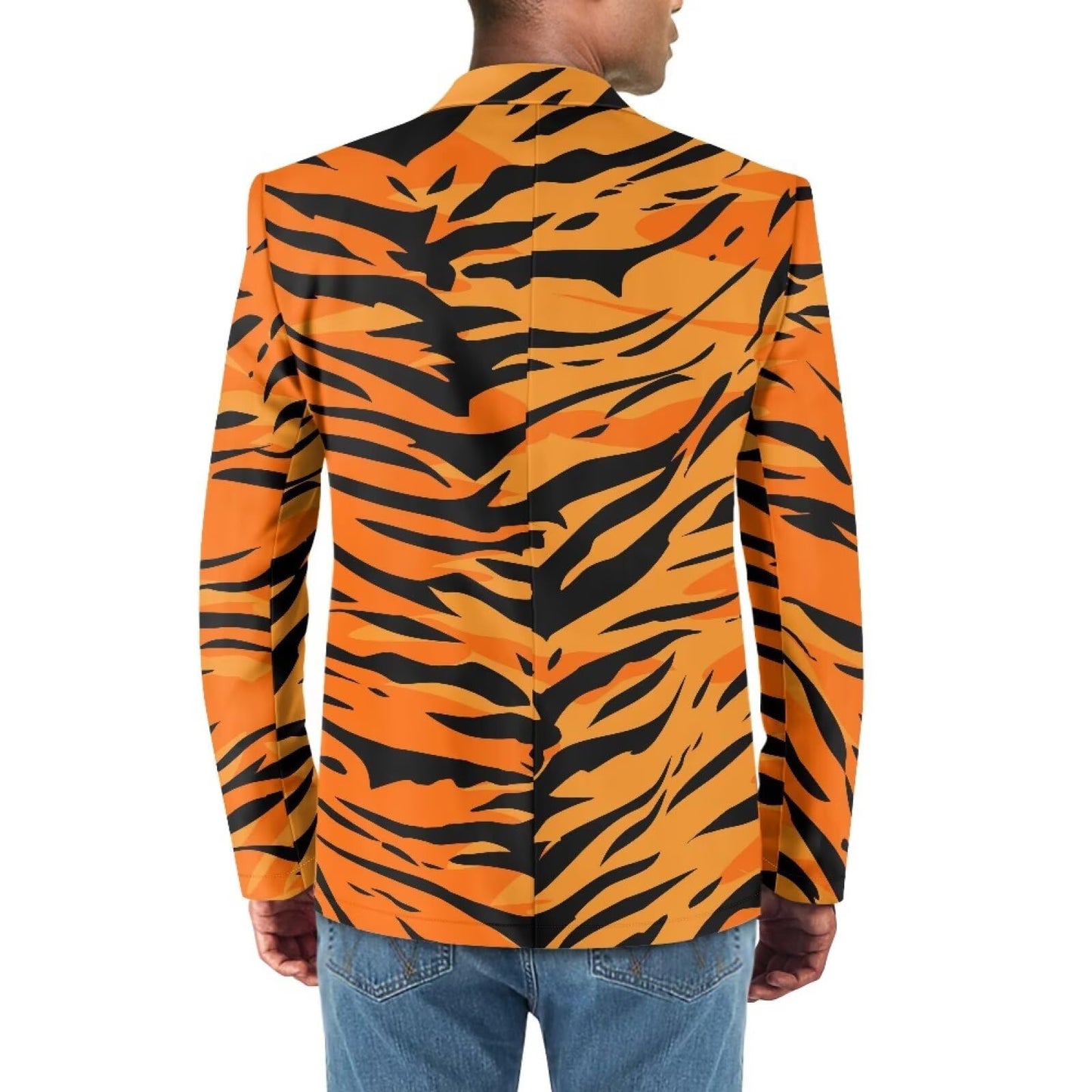 Psaytomey Men's Casual Suit Blazer Jackets Lightweight Sports Coats One Button Tiger Skin Printed Blazer for Men Business Jackets Plus Size Blazer