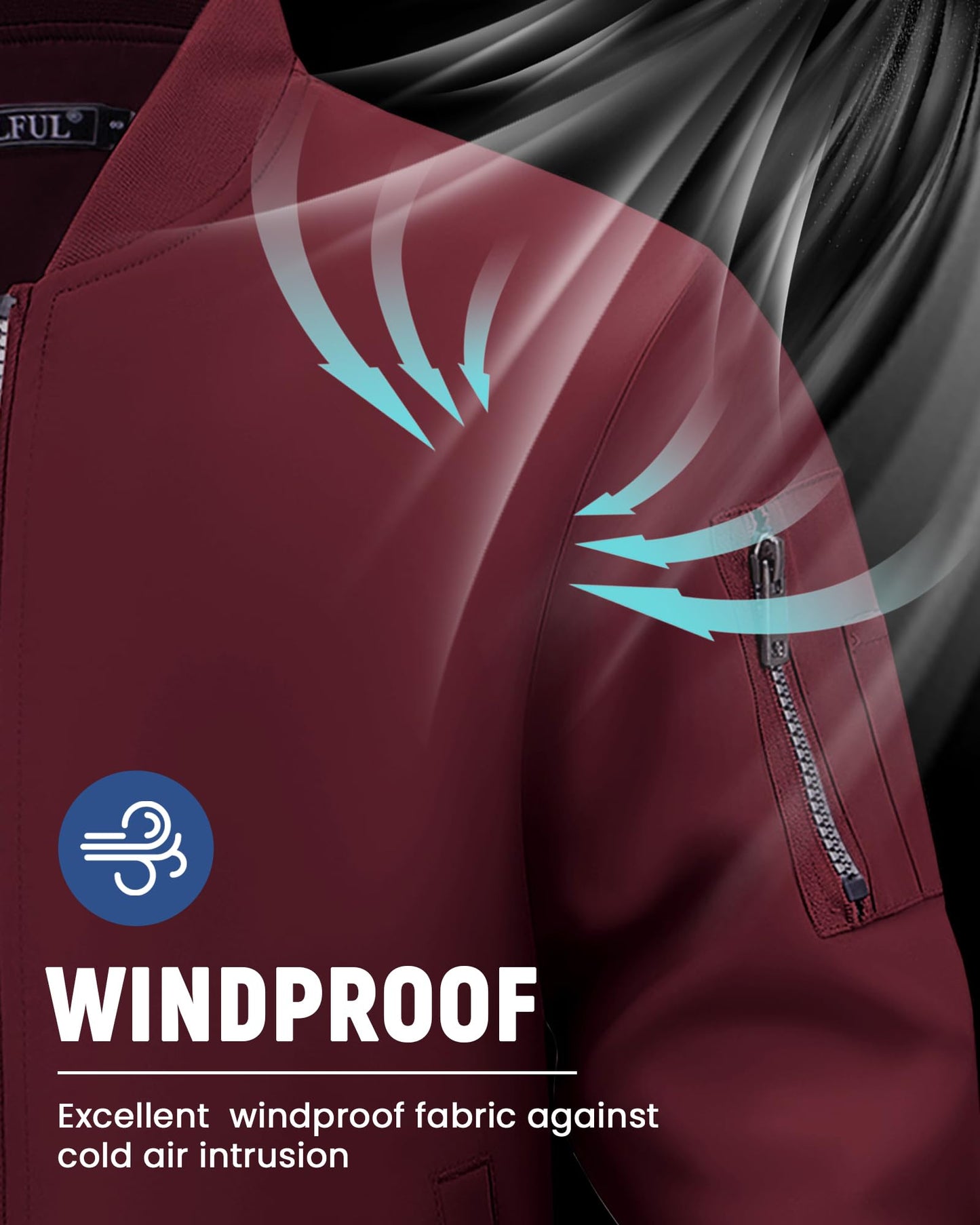 WULFUL Men's Lightweight Bomber Jacket Casual Windbreaker Zip Up Coat Spring Fall Streetwear with Pockets for Travel Work