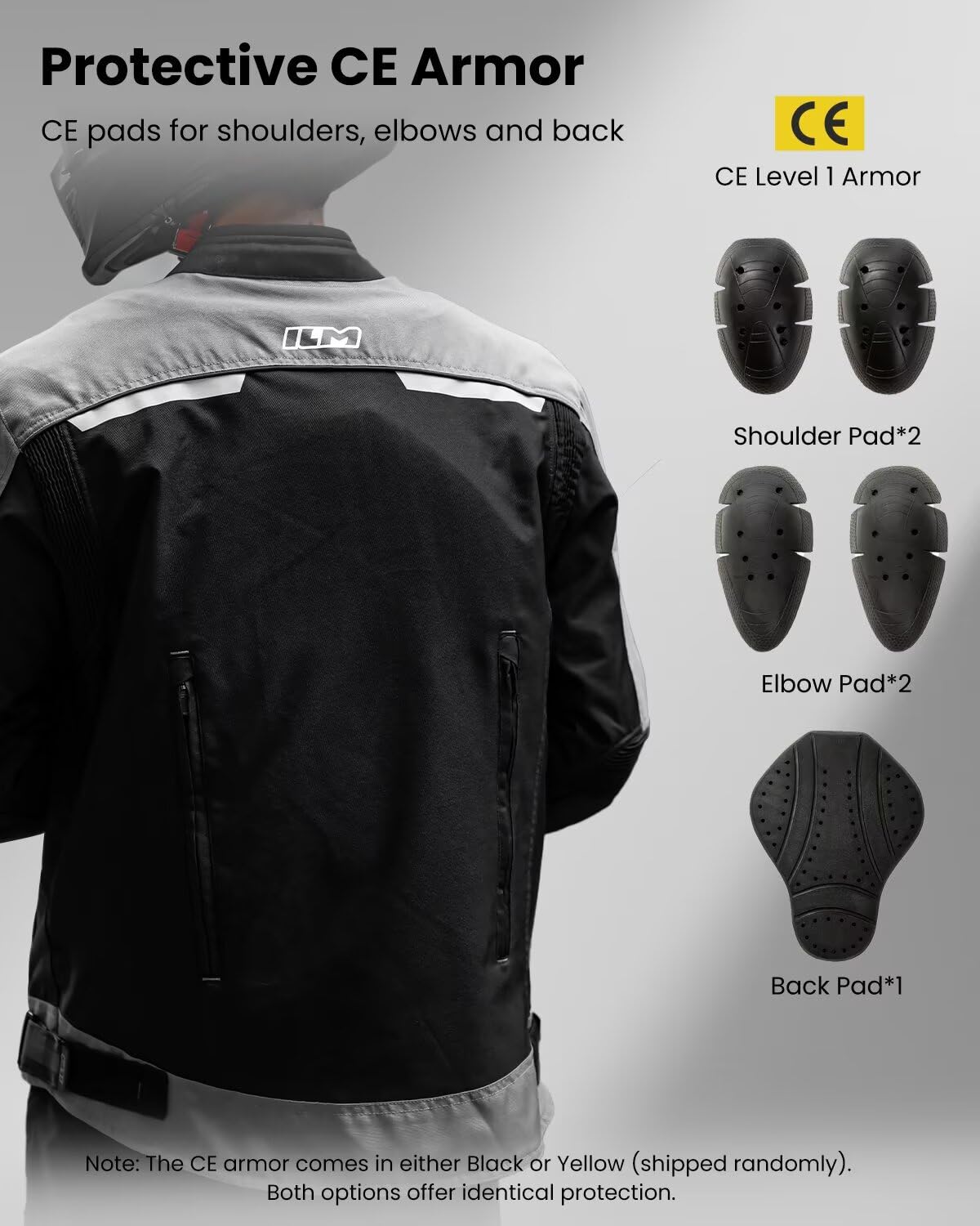 ILM Motorcycle Jacket with CE Armor Detachable Waterproof Liner Dual Sport All Season Riding for Men JF3