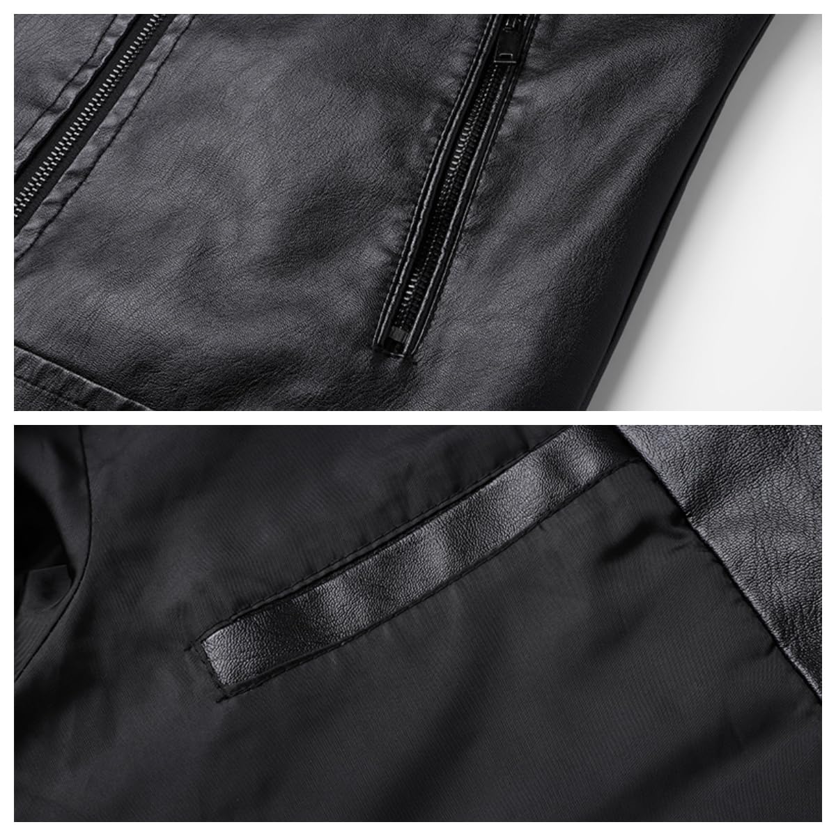 KUZMAIR Men's Faux Leather Jacket for Fall/Winter,Men PU Jacket, Outwear coat,Motorcycle jacket (US, Alpha, Medium, Regular, Regular, Black)