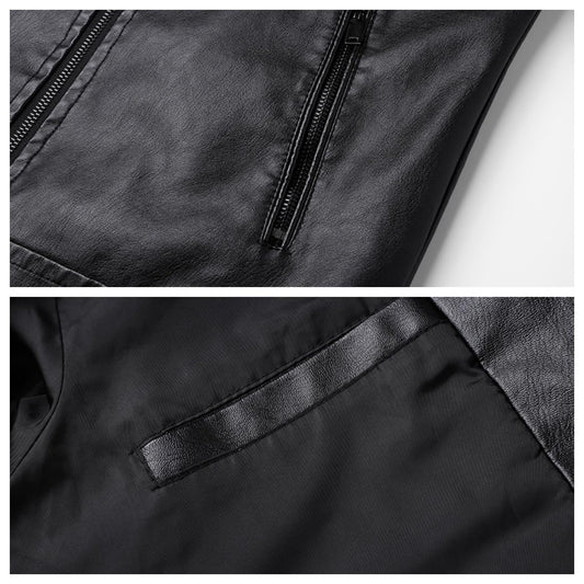 KUZMAIR Men's Faux Leather Jacket for Fall/Winter,Men PU Jacket, Outwear coat,Motorcycle jacket (US, Alpha, Medium, Regular, Regular, Black)