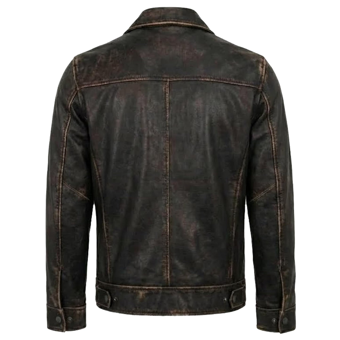 Mens Leather Jacket - Real Lambskin Classic Vintage Style Leather Jackets For Men Brown Leather Jacket for Mens (US, Alpha, X-Large, Regular, Regular, Noir Distressed Brown)