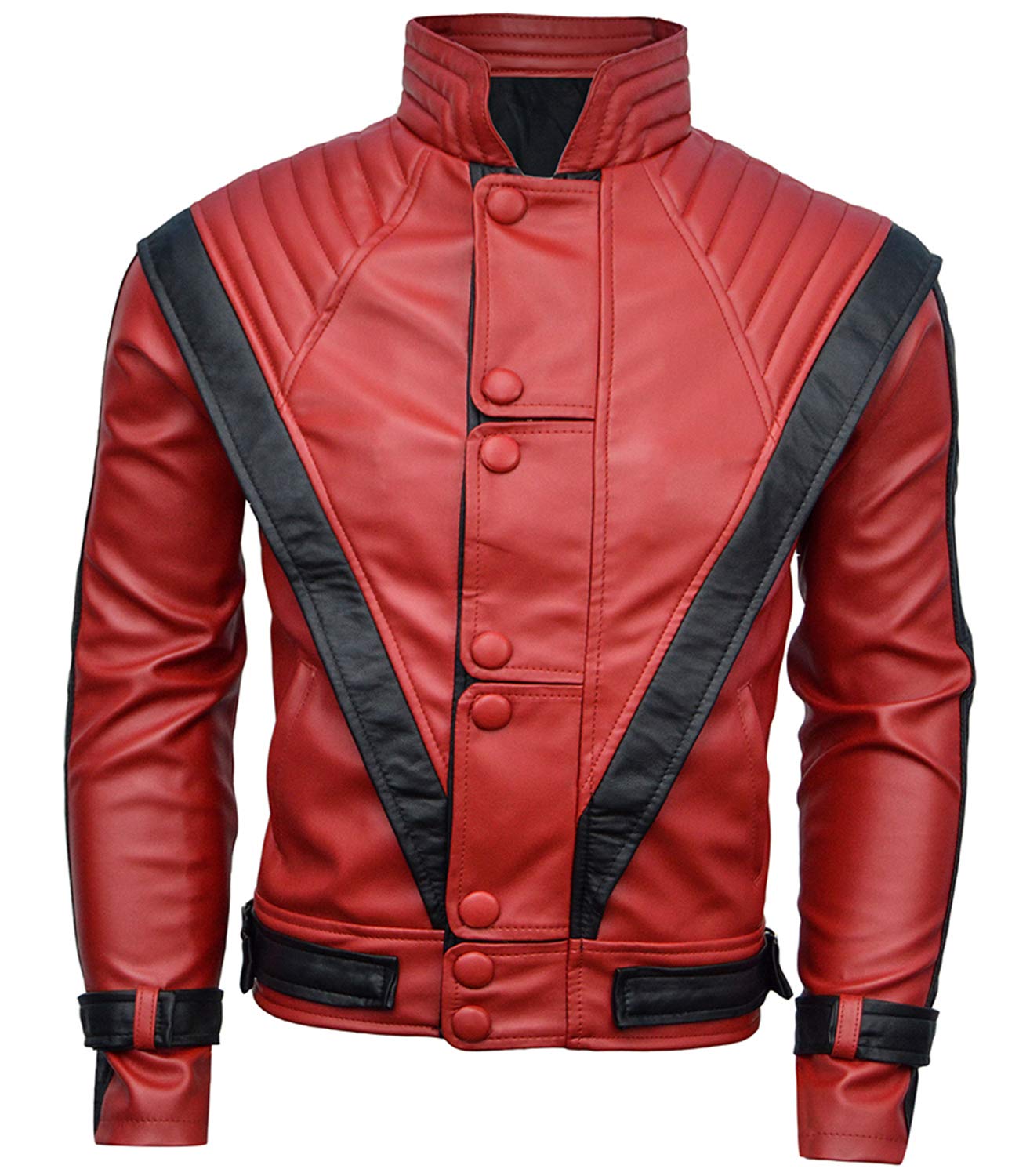 DIZLLER Party&Dance wear - Red & Black leather Jacket - FAUX Leather - 2XL