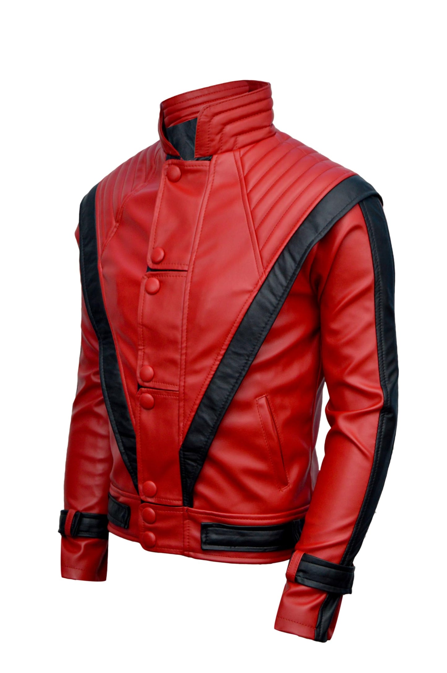 DIZLLER Party&Dance wear - D1 - Red & Black leather Jacket - FAUX Leather - 3XL