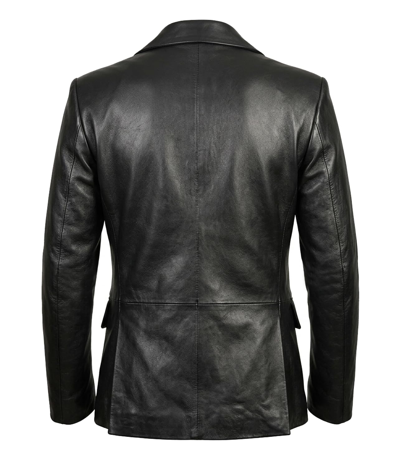 Men’s Classic Two Button Leather Blazer – Classic Notch Lapel Slim Fit Formal Jacket with Button Closure (US, Alpha, X-Large, Regular, Regular, Black)