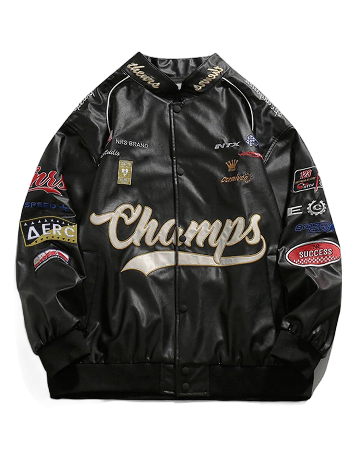 Aelfric Eden Faux Leather Jacket Oversized Racing Motorcycle Jackets Moto Coats Unisex Trendy Streetwear Jacket