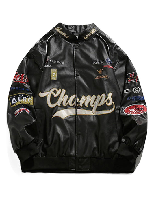 Aelfric Eden Faux Leather Jacket Oversized Racing Motorcycle Jackets Moto Coats Unisex Trendy Streetwear Jacket