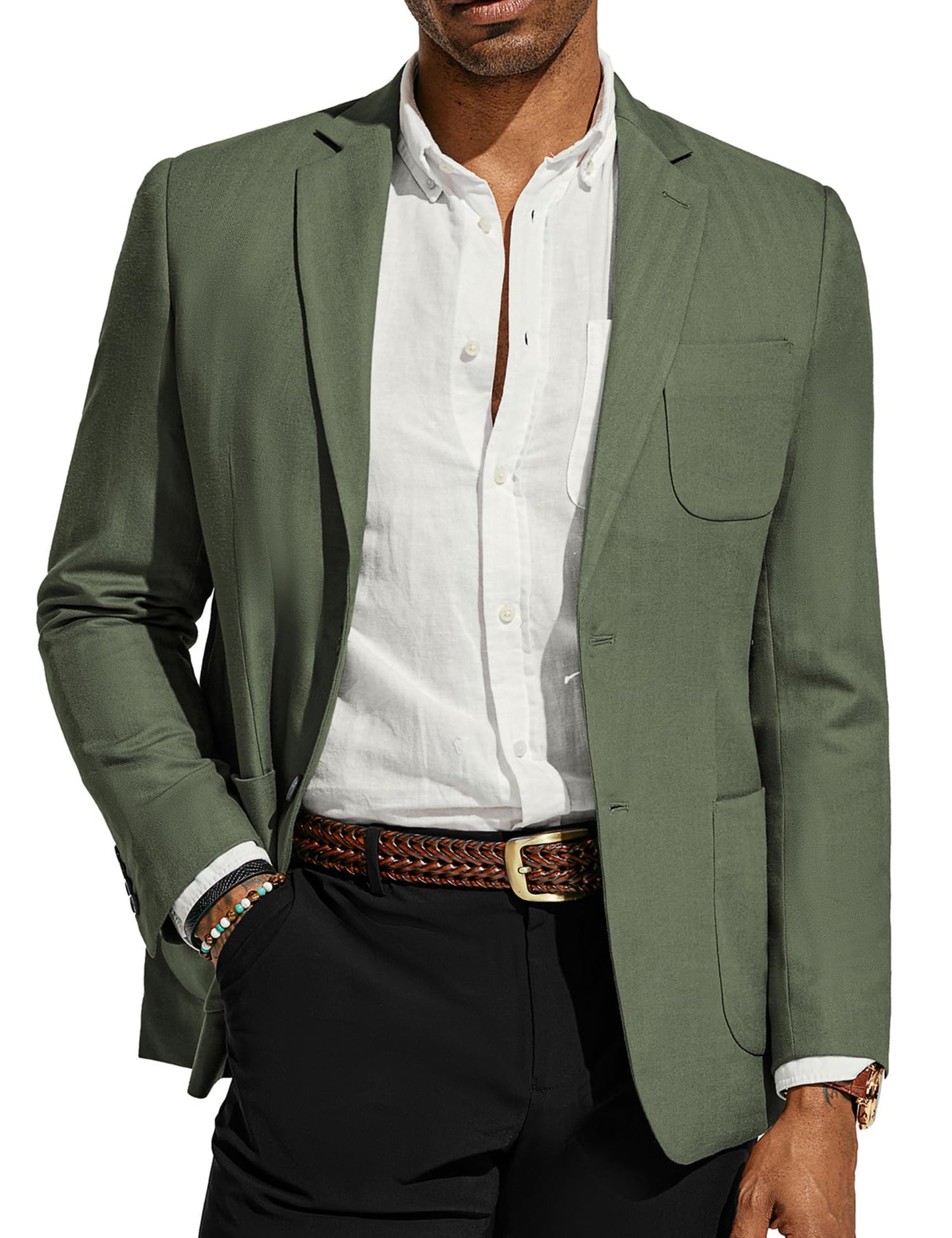 PJ PAUL JONES Men's Casual Sports Coats Cotton Linen Blazer Sport Jacket
