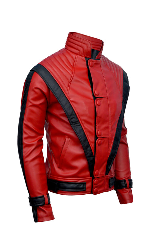 DIZLLER Party&Dance wear - Red & Black leather Jacket - FAUX Leather - 2XL