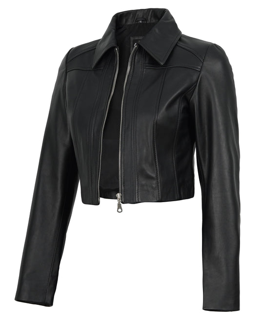Decrum Leather Jacket For Women - Jacket Women Leather | [1332906] Marsha Black, XXL