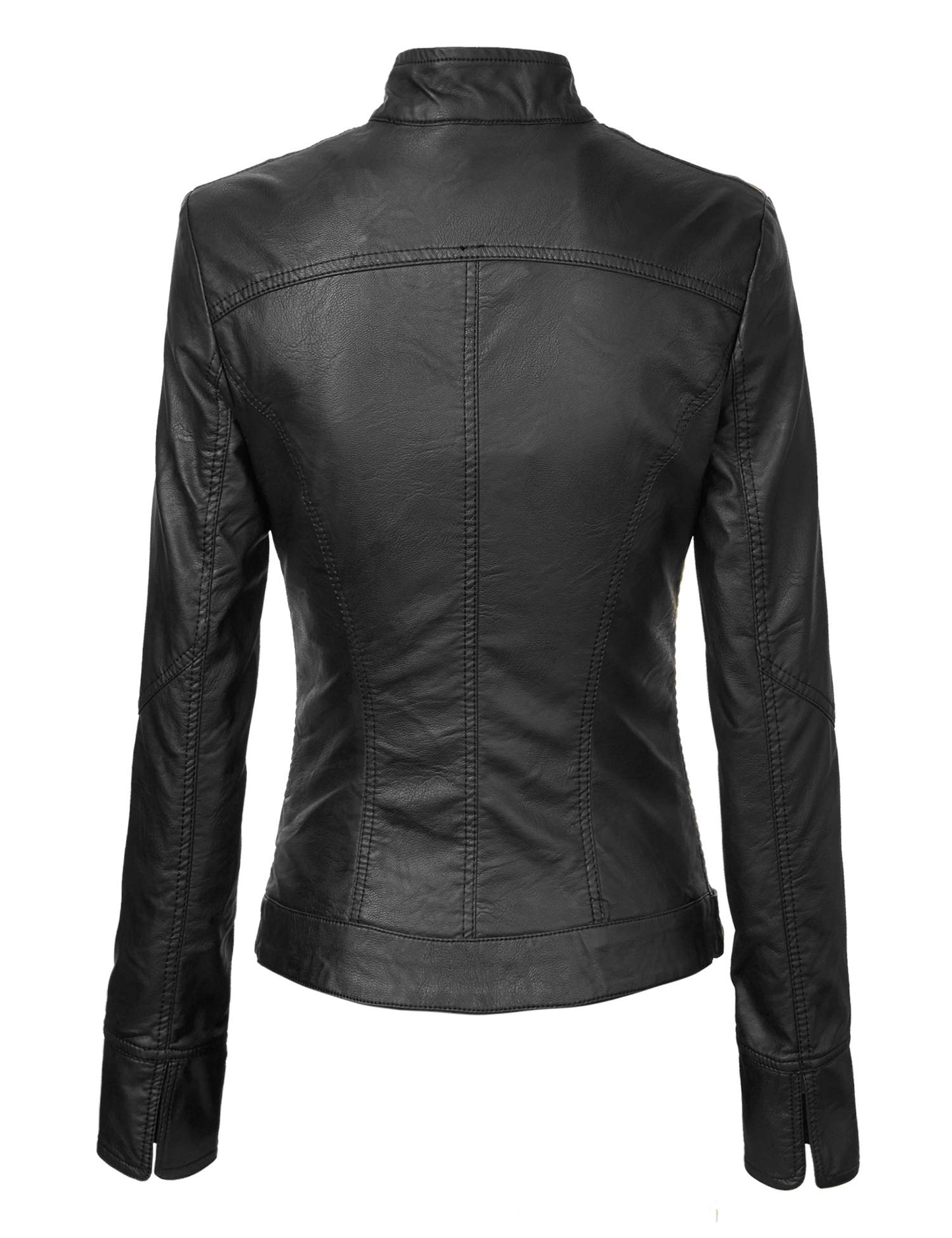 Lock and Love LL WJC747A Womens Dressy Vegan Leather Biker Jacket XL Black