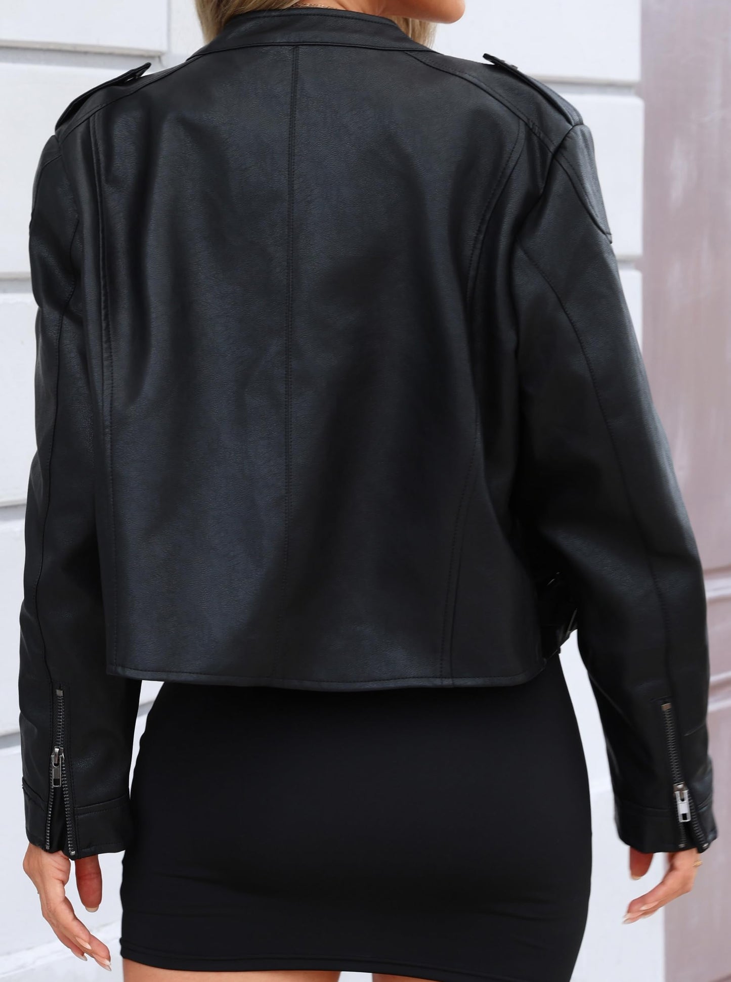 Eliacher Cropped Pu Leather Jacket (US 16-18)
