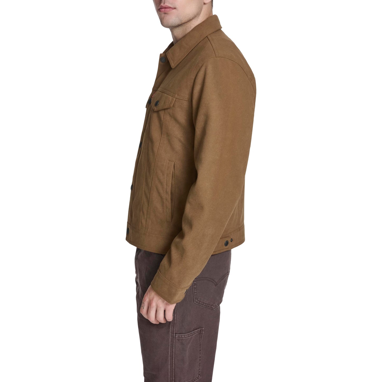 Levi's Men's Legacy Leather Classic Trucker Faux Suede Jacket, Toffee Faux Suede, Medium