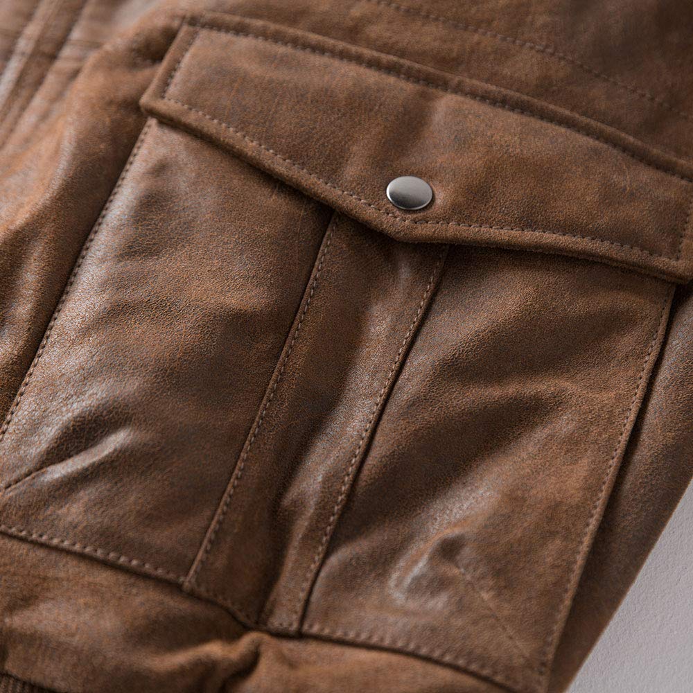 FLAVOR Men's Leather Flight Bomber Jacket Air Force Aviator (X-Large, Brown)