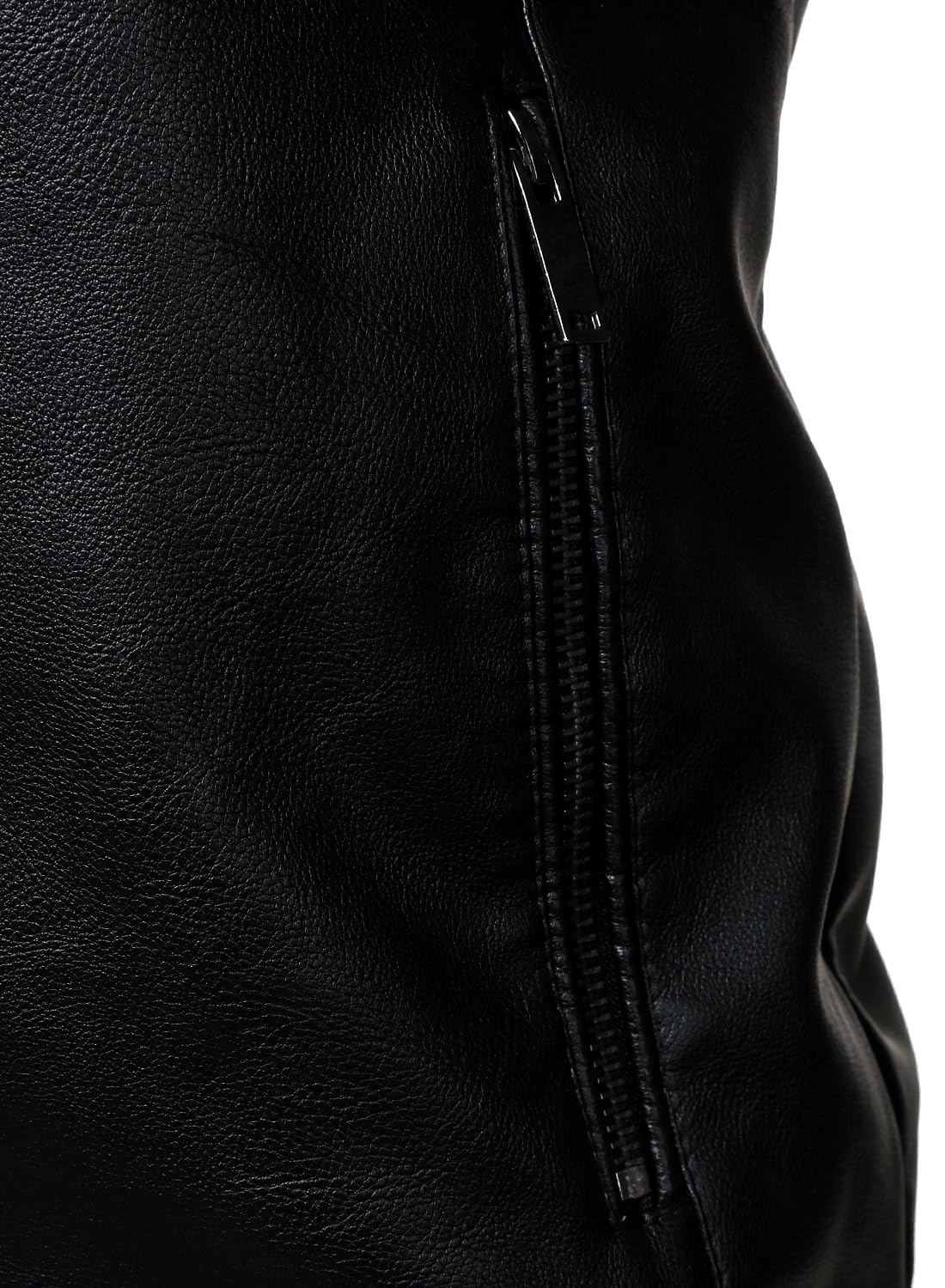 HOOD CREW Men’s Leather Jackets Faux PU Leather Motorcycle Jacket Stand Collar Biker Coat Outwear with Zipper Pockets Black XXL