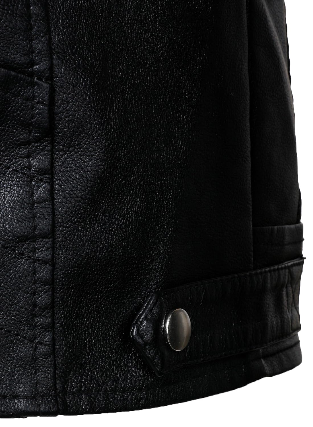 HOOD CREW Mens PU Leather Jacket Classic Style Turn Down Collar Faux Leather Biker Jackets Black M
