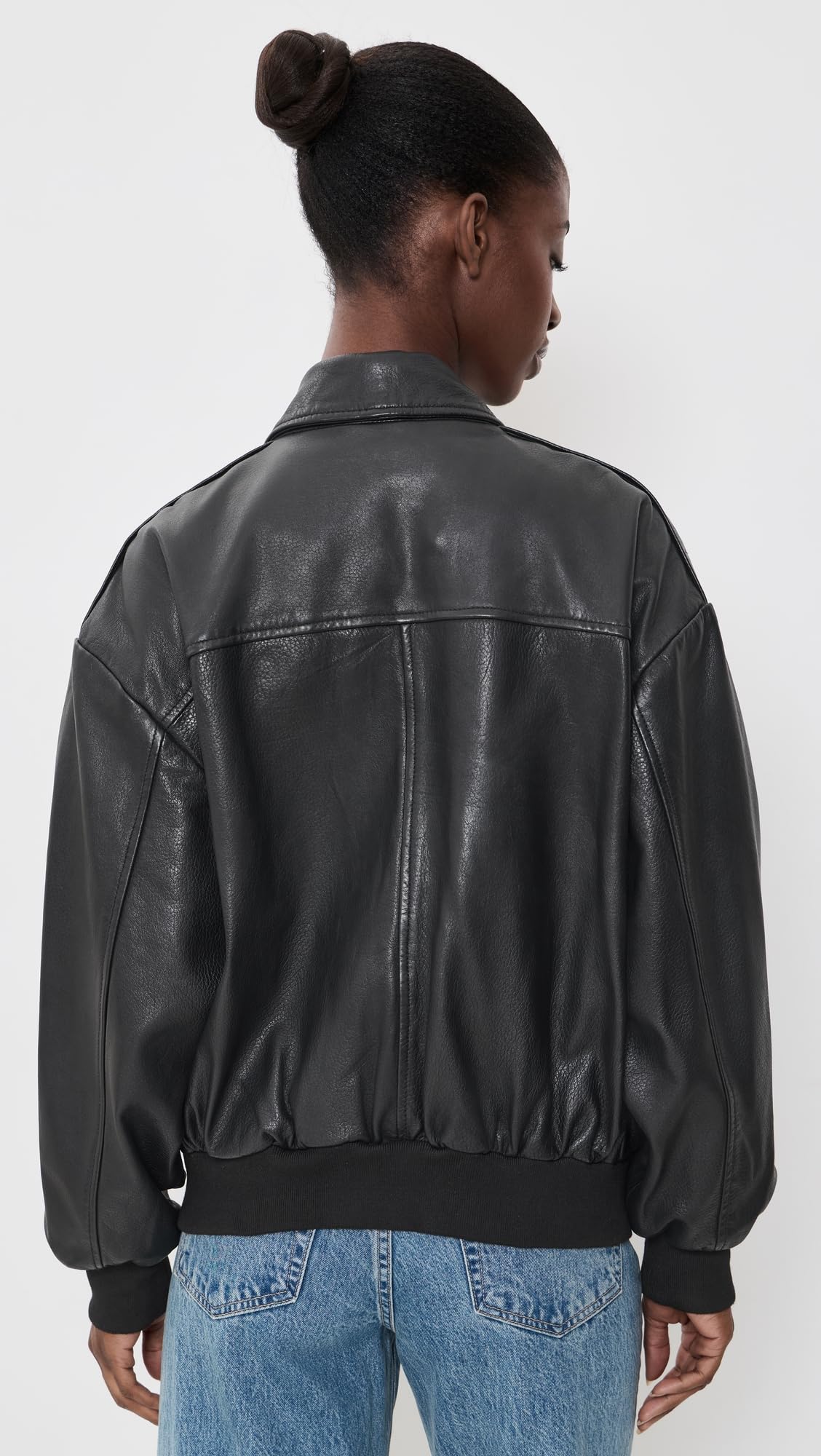 LAMARQUE Women's Trevanna Leather Bomber Jacket, Black, S