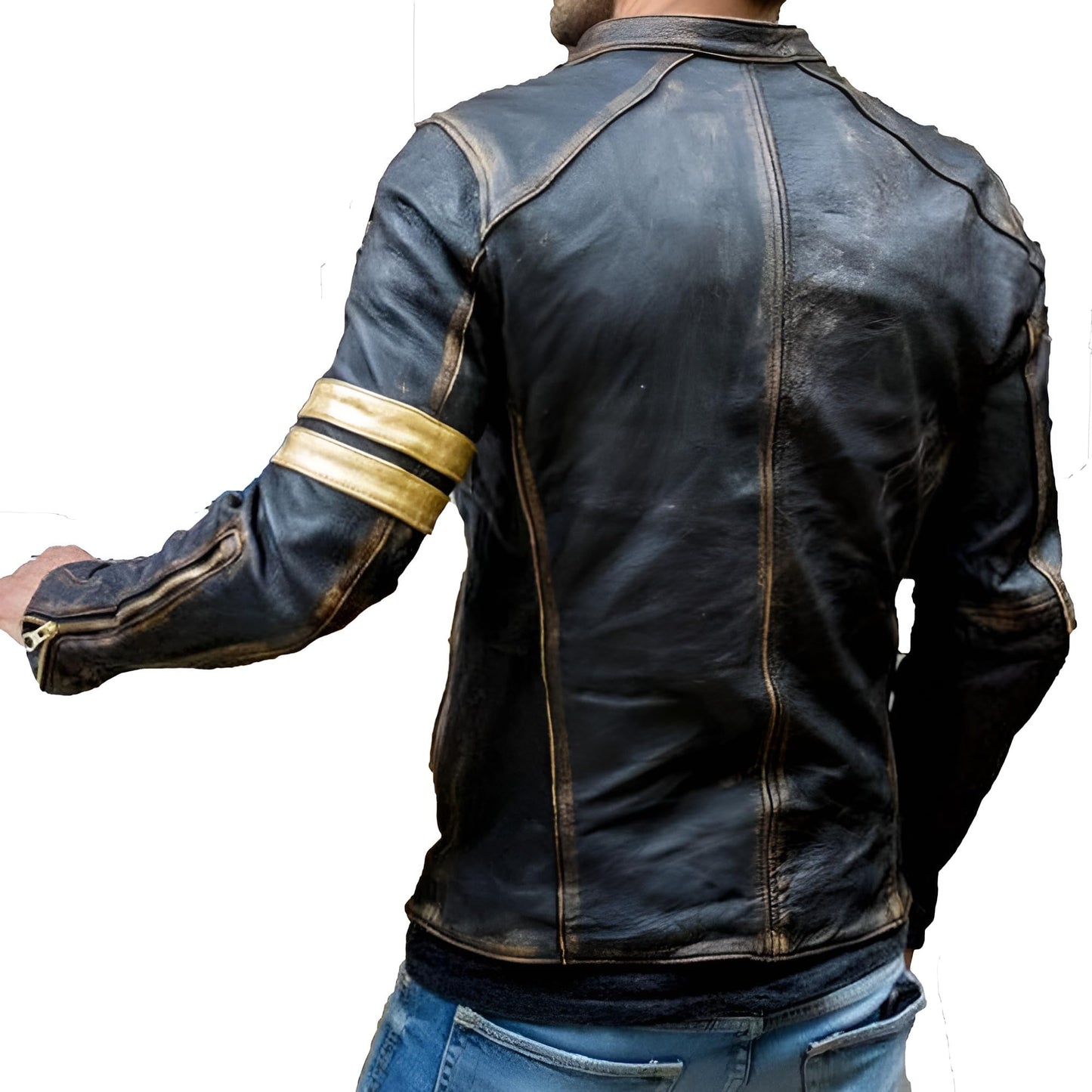 Jild Distressed Café Racer Black Leather Jacket Men - Genuine Lambskin Leather Biker Style Mens Vintage Motorcycle Jacket (YP-Blk-M)