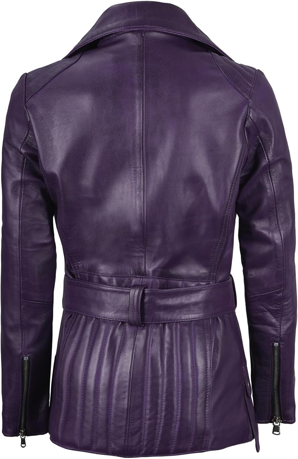 Blingsoul Real Lambskin Long Womens Leather Jacket | [1326804] Victoria Purple, L