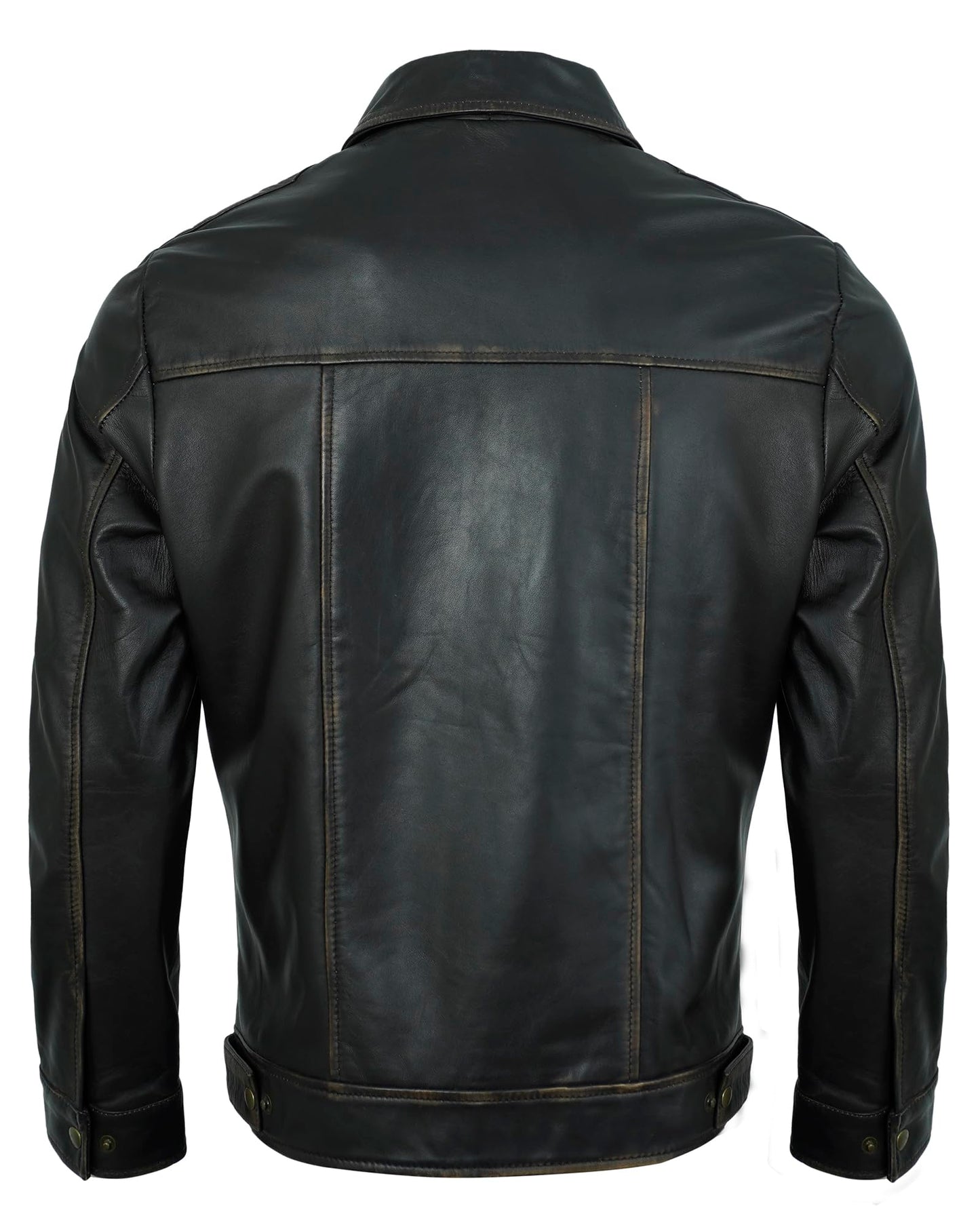 UrbanFocal Brown Leather Jacket Men - Real Lambskin Biker Style Vintage Mens Leather Jackets | [101001705] J.Wick Ruboff, XL