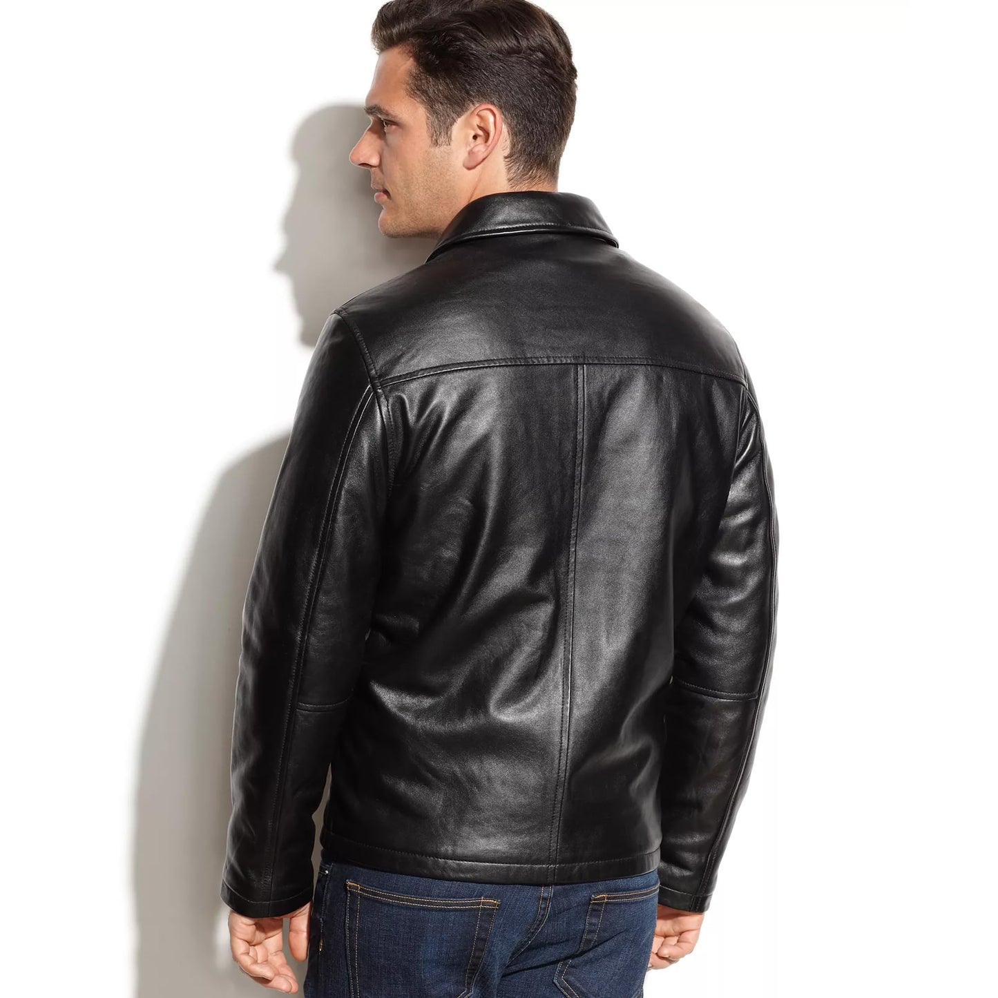 Storemm Men's Genuine Lambskin Leather Classic Biker Style Jacket | Biker leather Jacket Men (L)