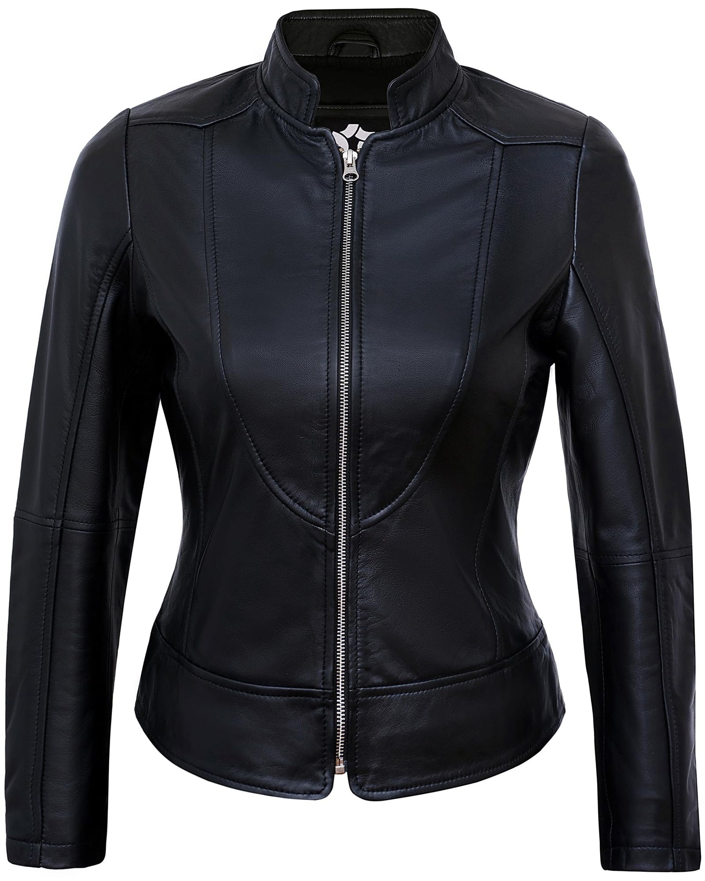 UrbanFocal Black Leather Jacket Womens - Moto Leather Jackets For Women | [101002606] Black Amy, 2XL
