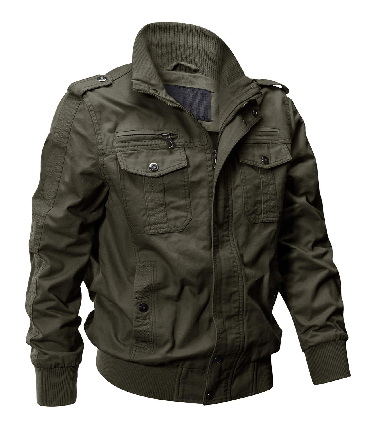 EKLENTSON Mens Military Flight Jackets Winter Light Workwear Army Green L