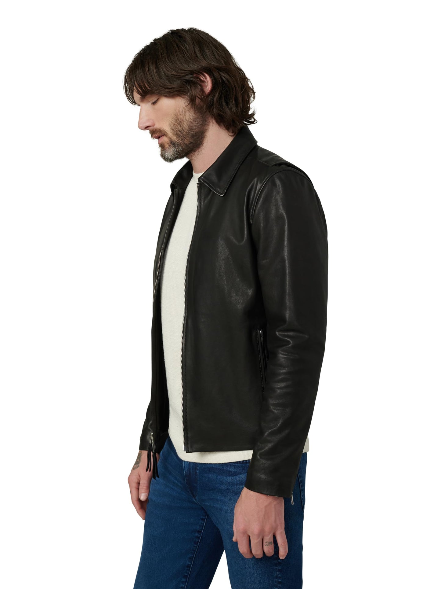 Joe's Jeans Men's Refined Leather Moto Jacket, Black