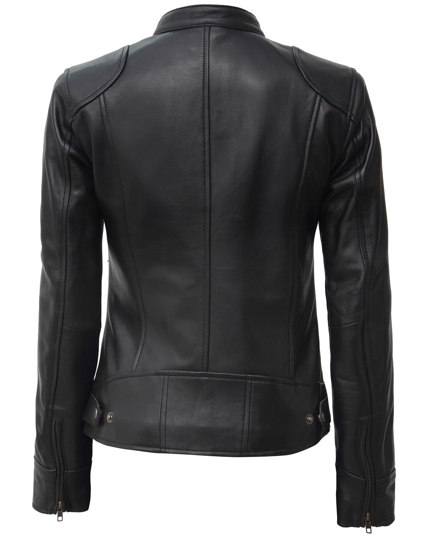Decrum Black Womens Lambskin Leather Motorcycle Jacket | [1313763] Ddge Black, M