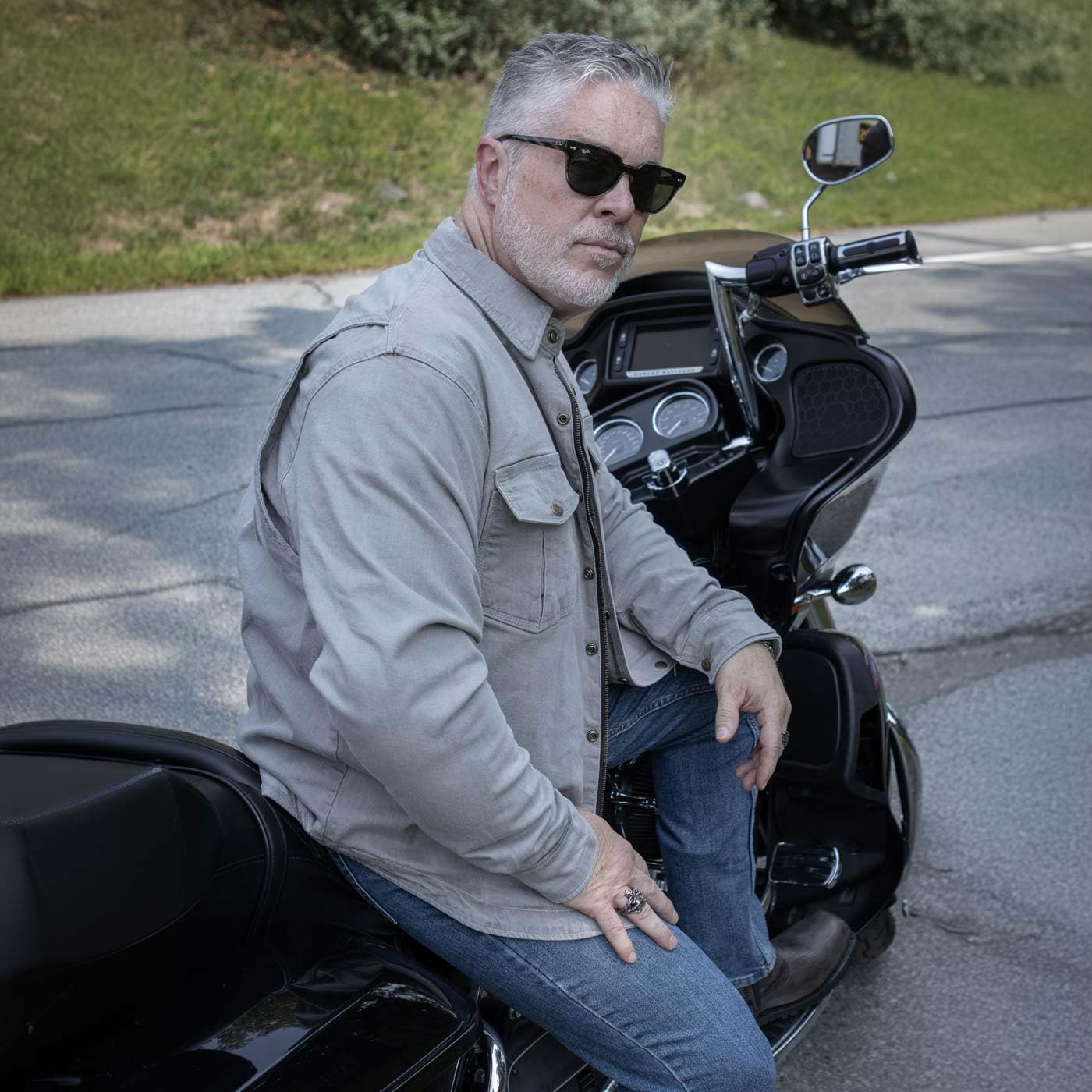 Milwaukee Leather Men's Long Sleeve Solid Biker Shirts w/CE Armor - Reinforced w/Aramid Fibers (US, Alpha, X-Large, Regular, Regular, MPM1621)
