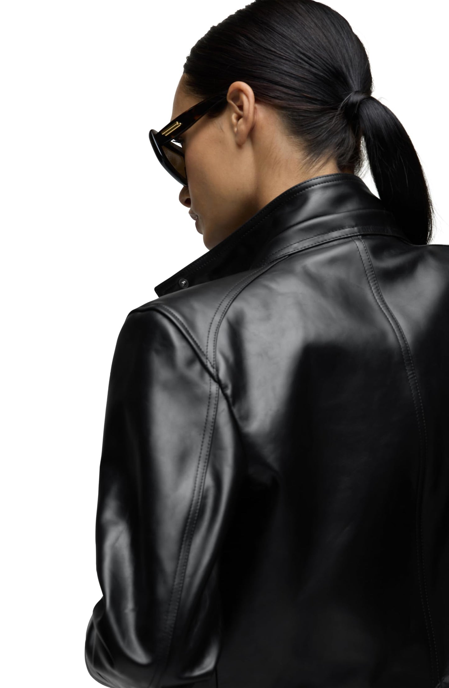 HUDSON Women's Brooks Nader Sarah Jane Leather Jacket, Jet Black, Large