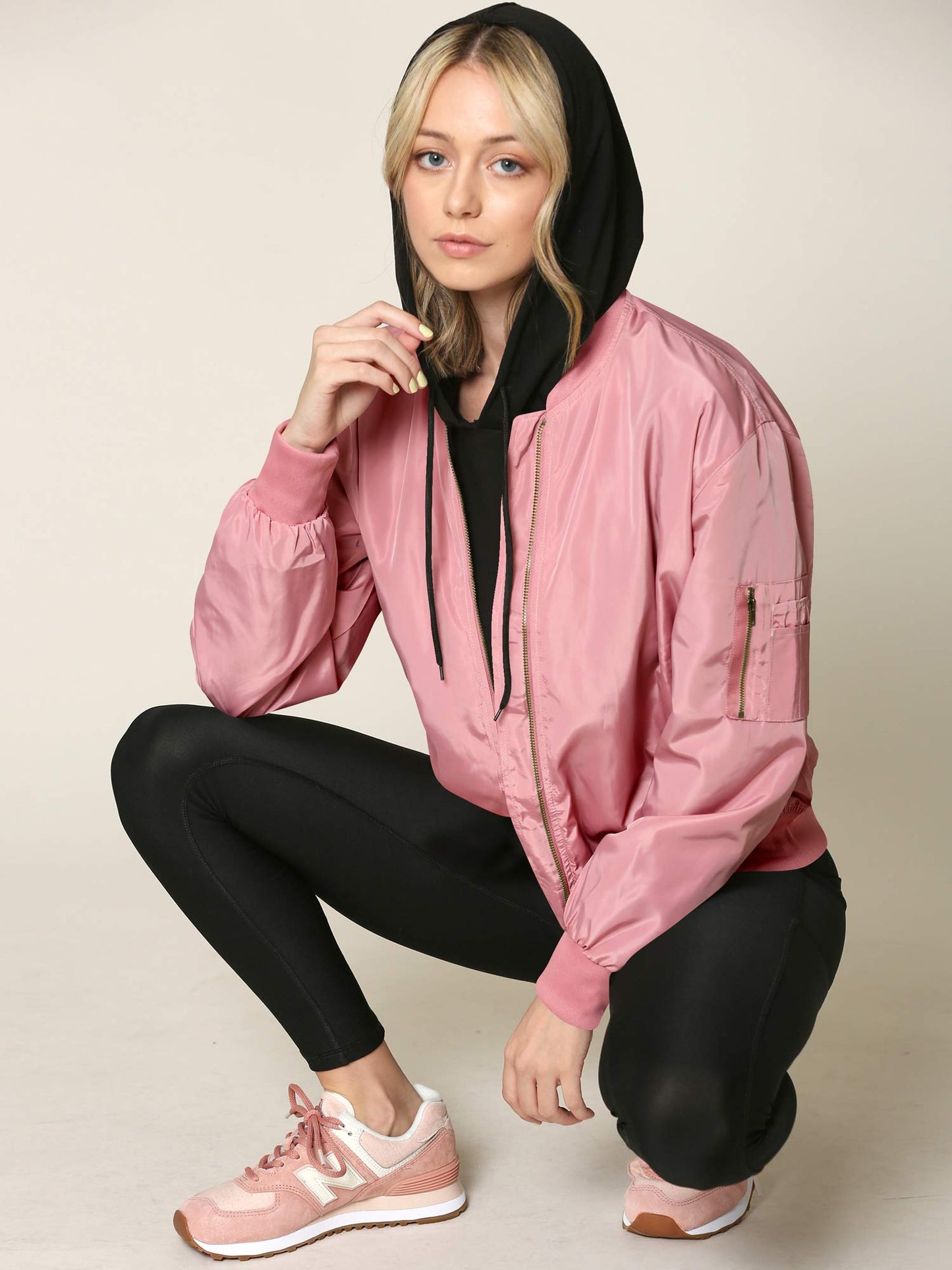 LL WJC2157 Women's Classic Lightweight Jacket Multi Pocket Windbreaker Bomber Jacket S Mauve